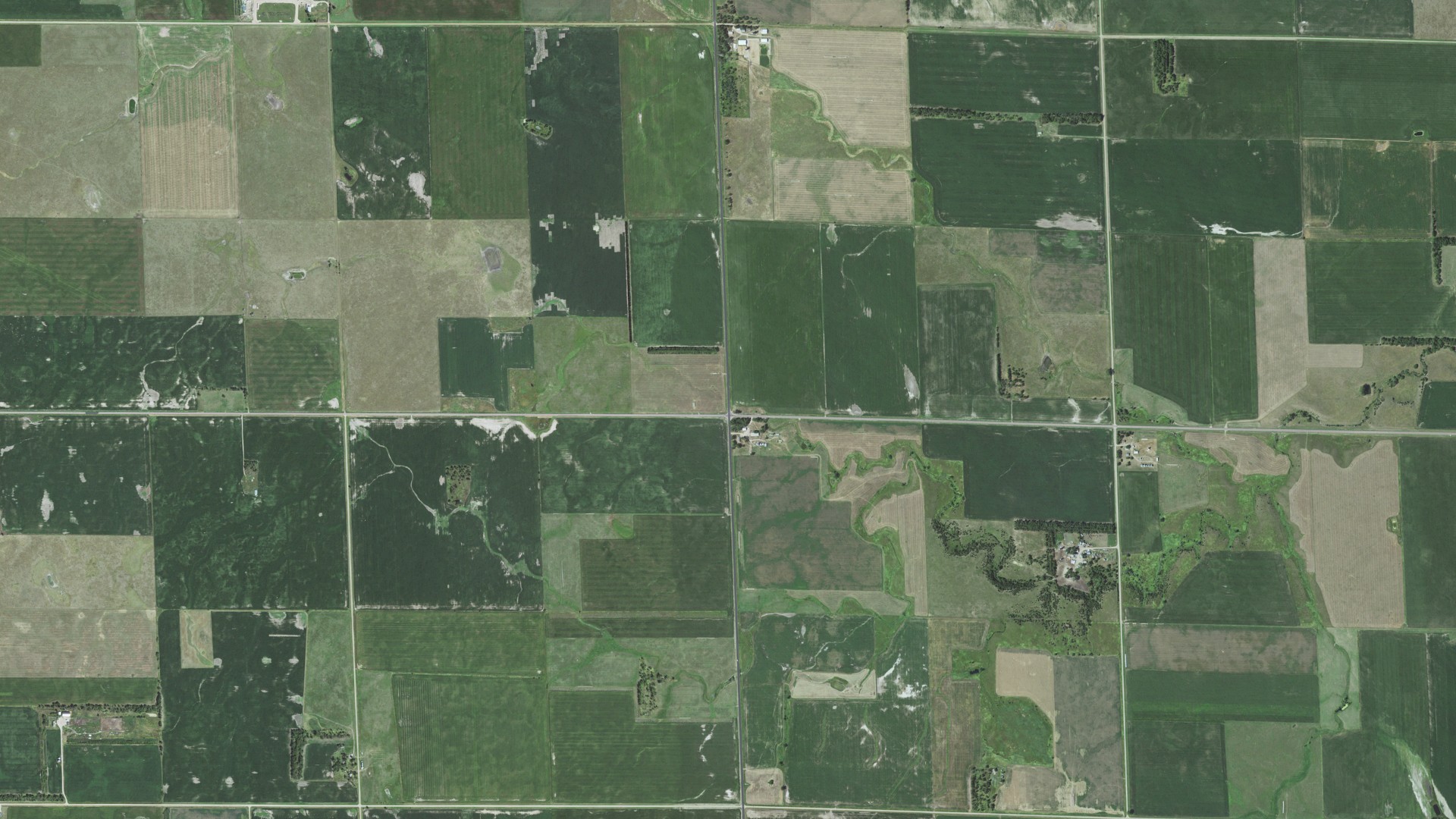 Aerial view of land around Baker, South Dakota