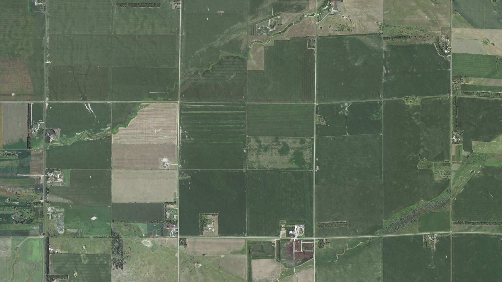 Aerial view of land around Mount Vernon, South Dakota