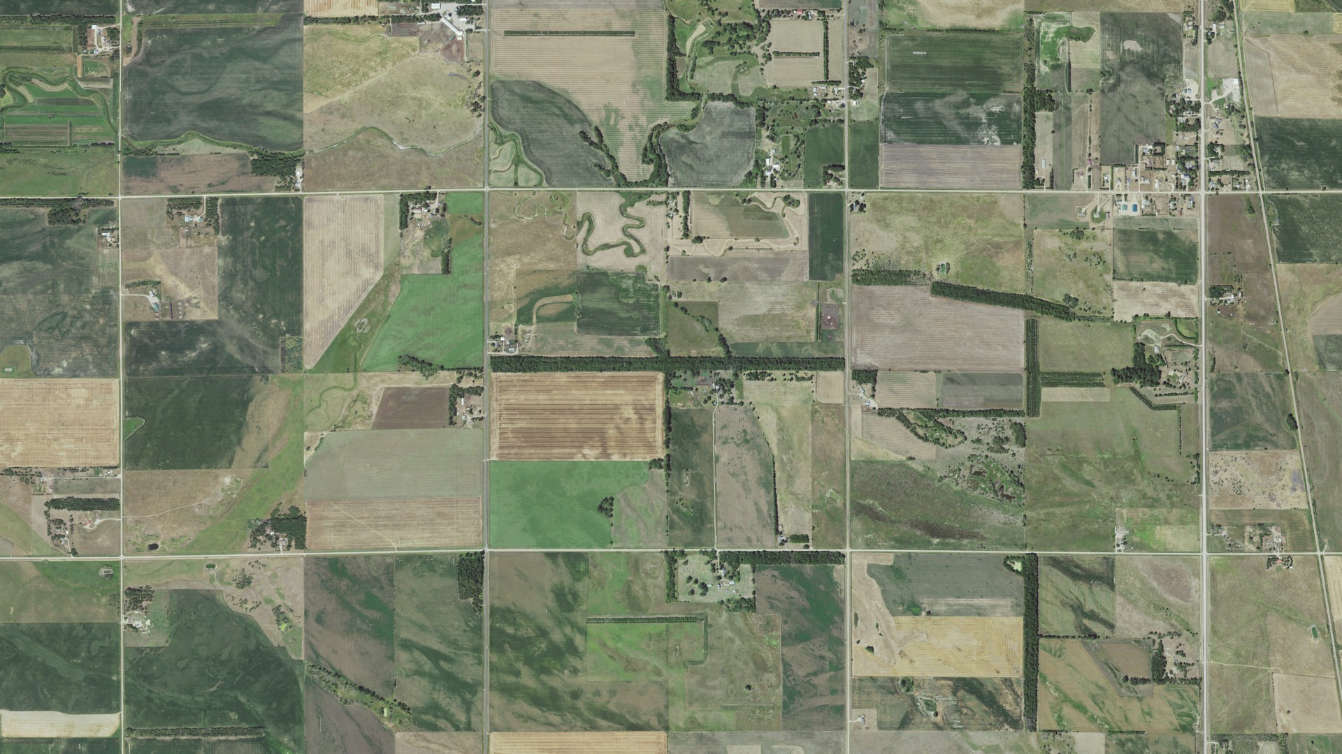 Aerial view of land around Prosper, South Dakota
