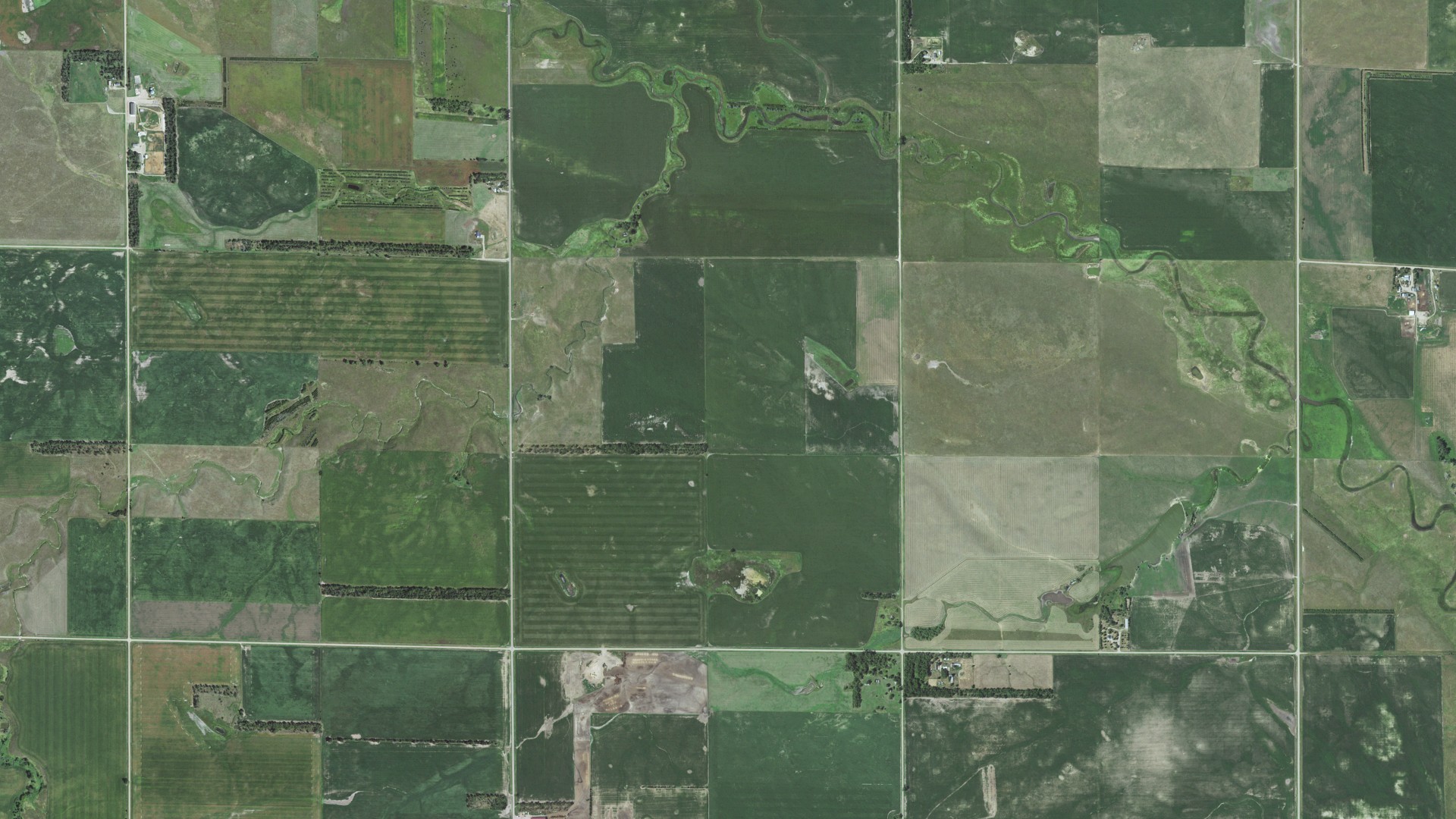 Aerial view of land around Union, South Dakota