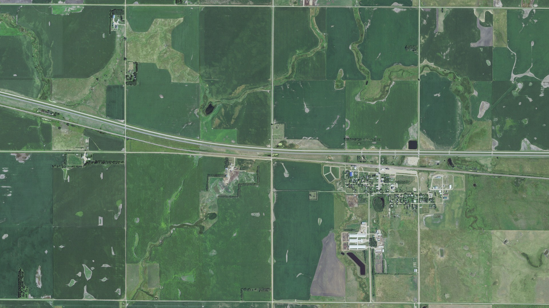 Natural-color aerial photograph of land around Andover, South Dakota