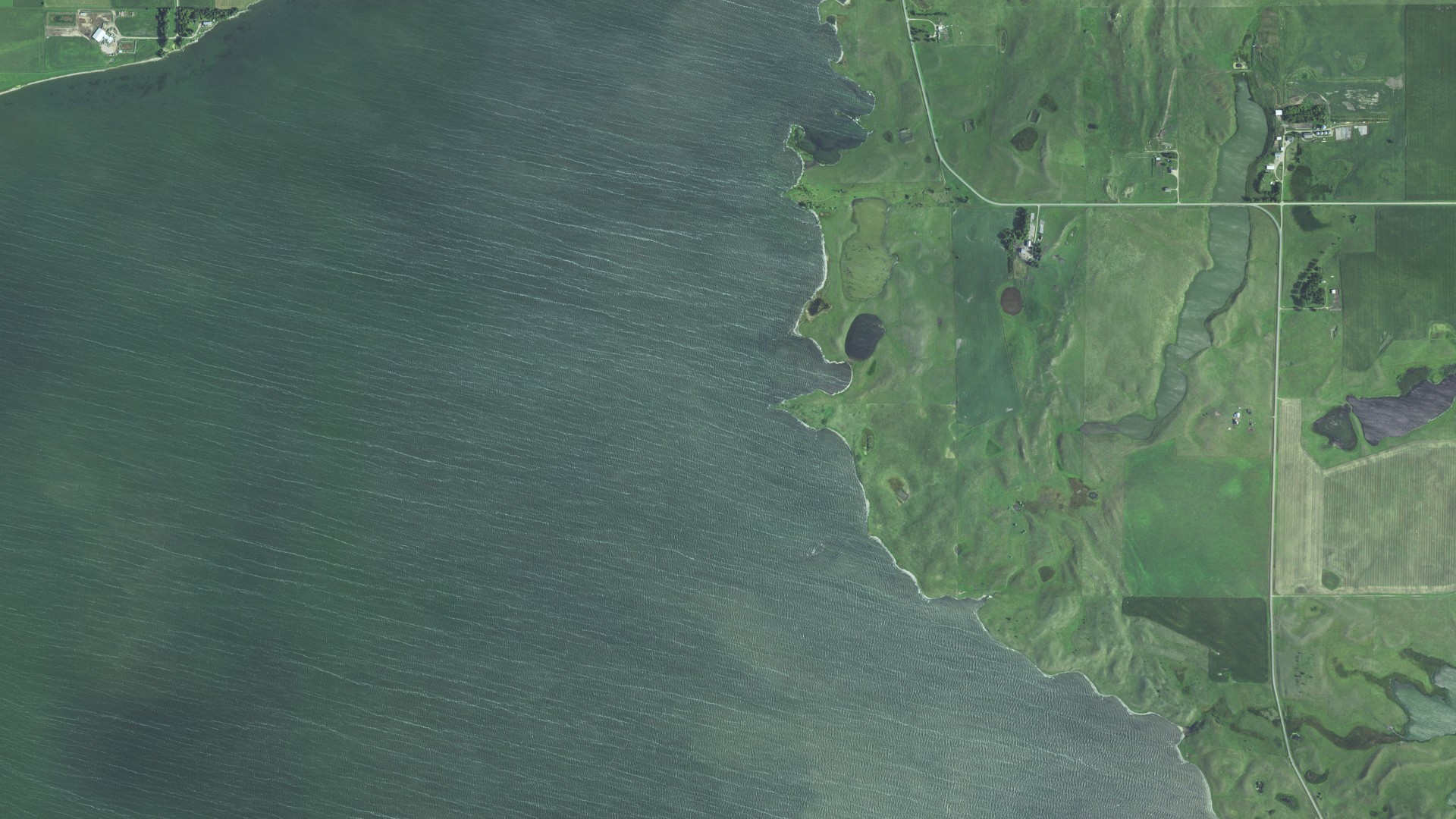 Aerial view of land around Central Point, South Dakota
