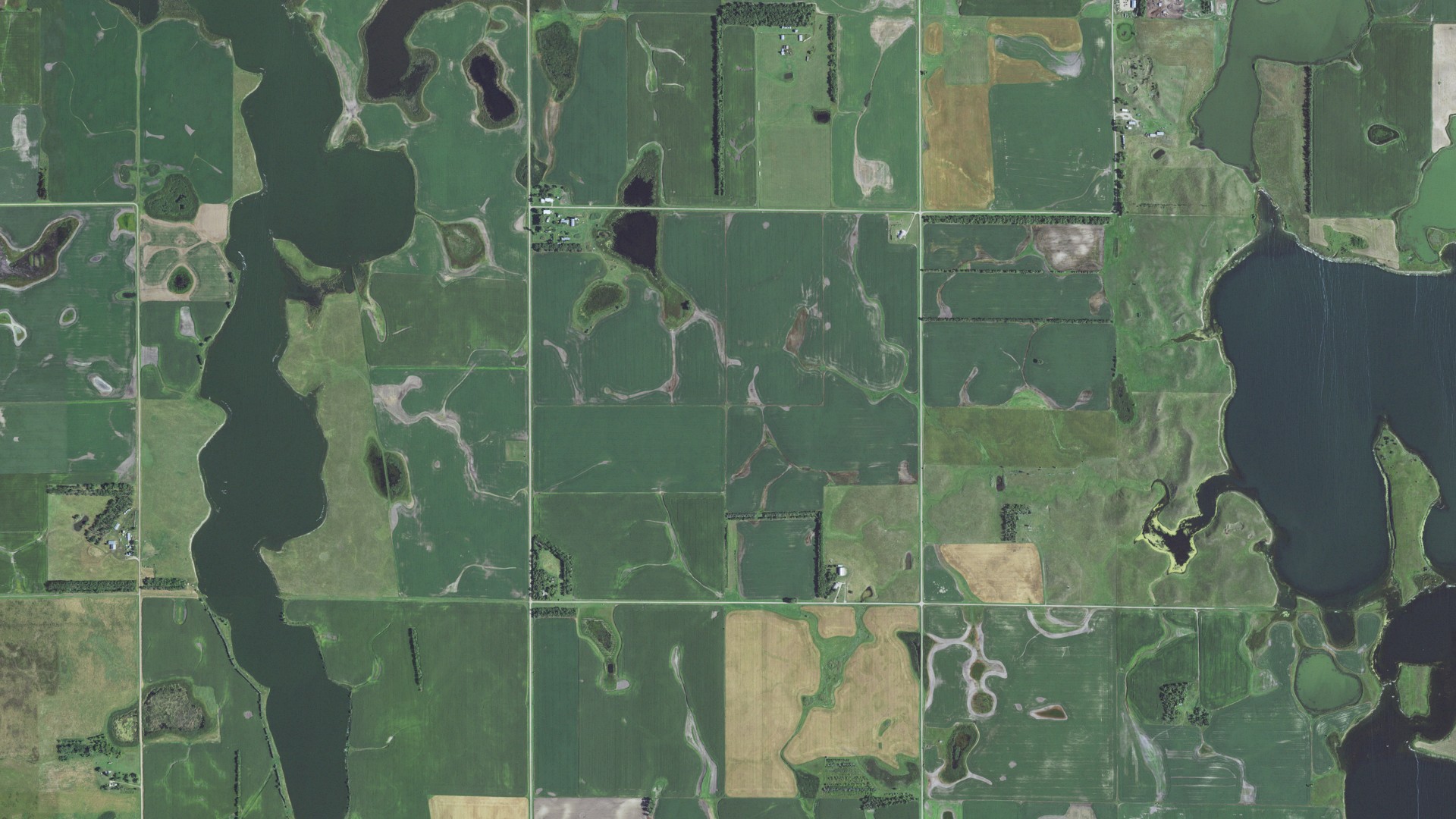 Aerial view of land around York, South Dakota