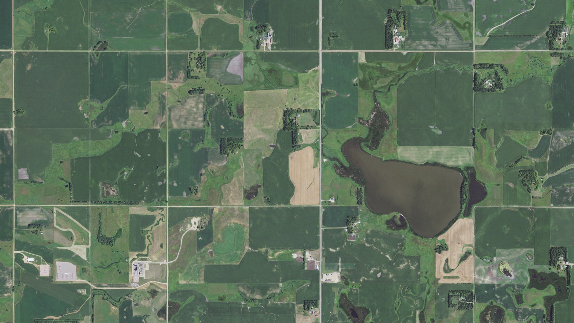 Aerial view of land around Scandinavia, South Dakota