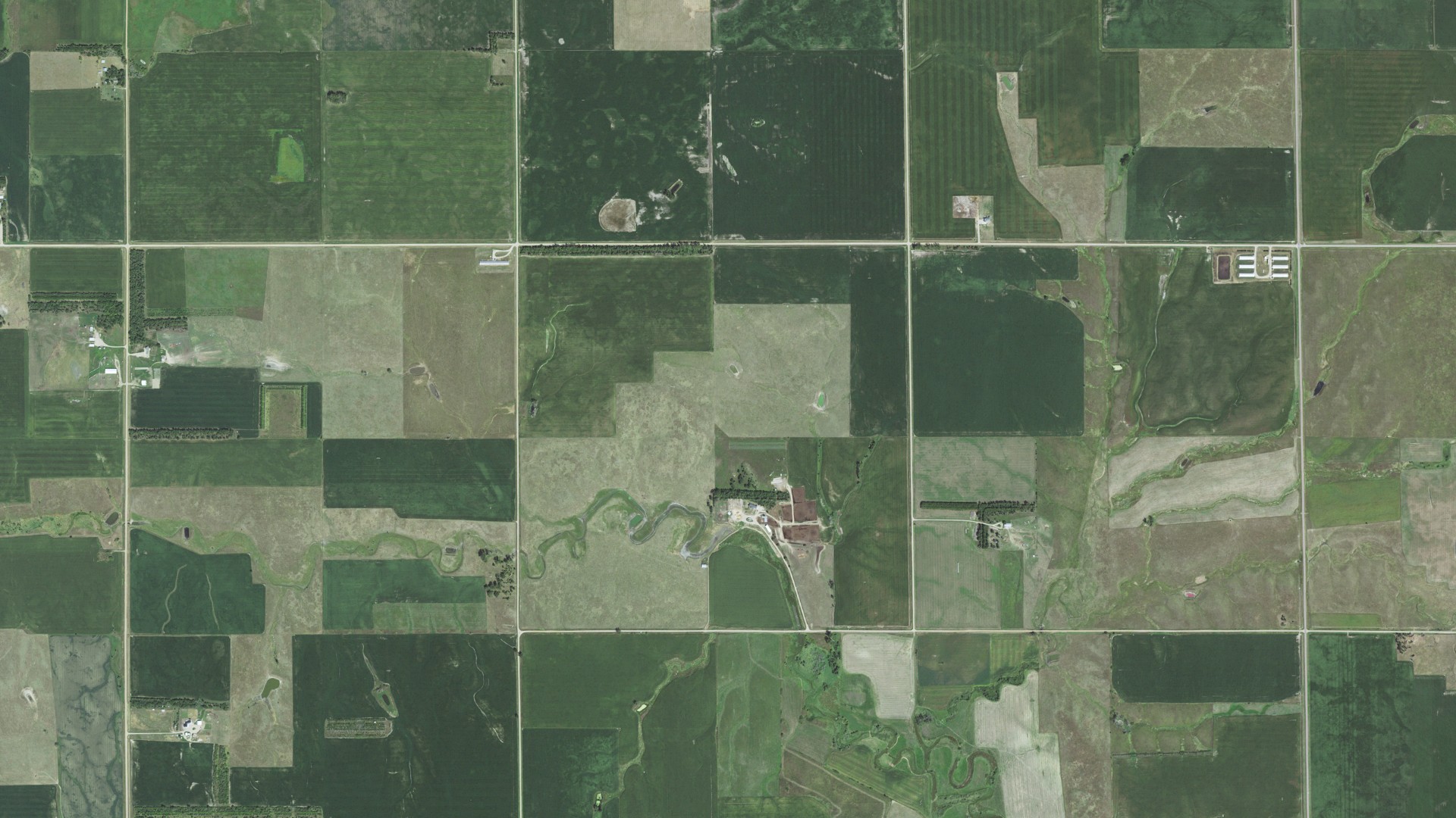 Aerial view of land around Garfield, South Dakota