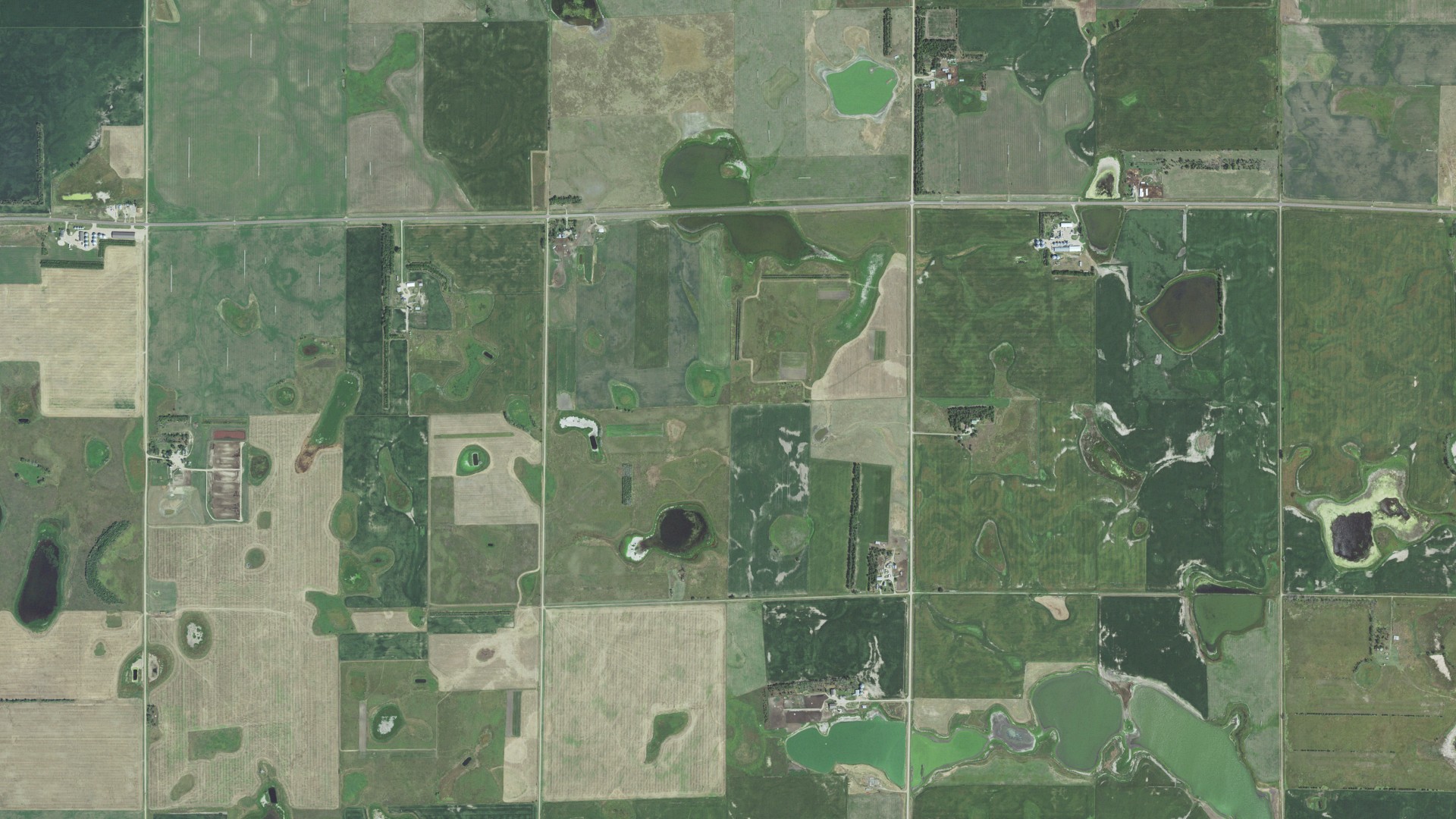 Aerial view of land around Iowa, South Dakota