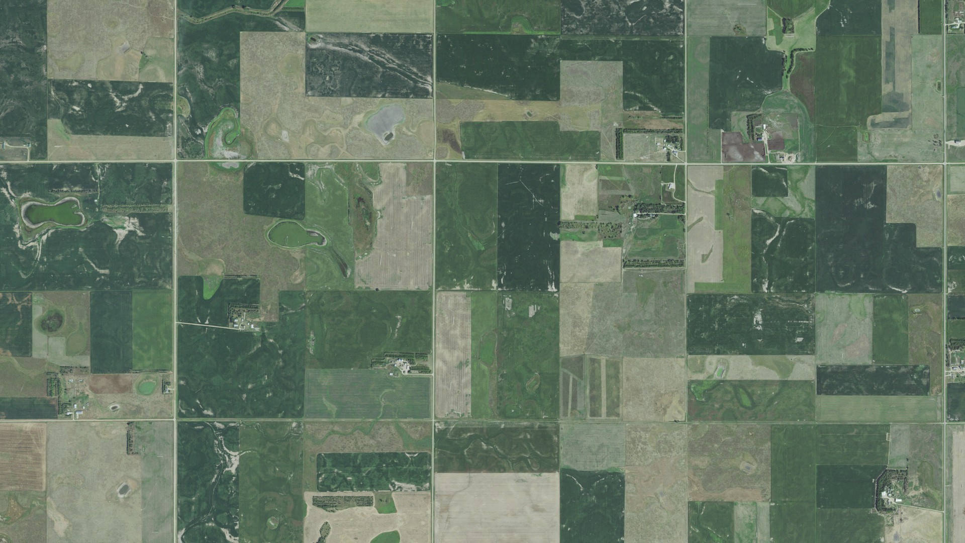 Natural-color aerial photograph of land around Joubert, South Dakota