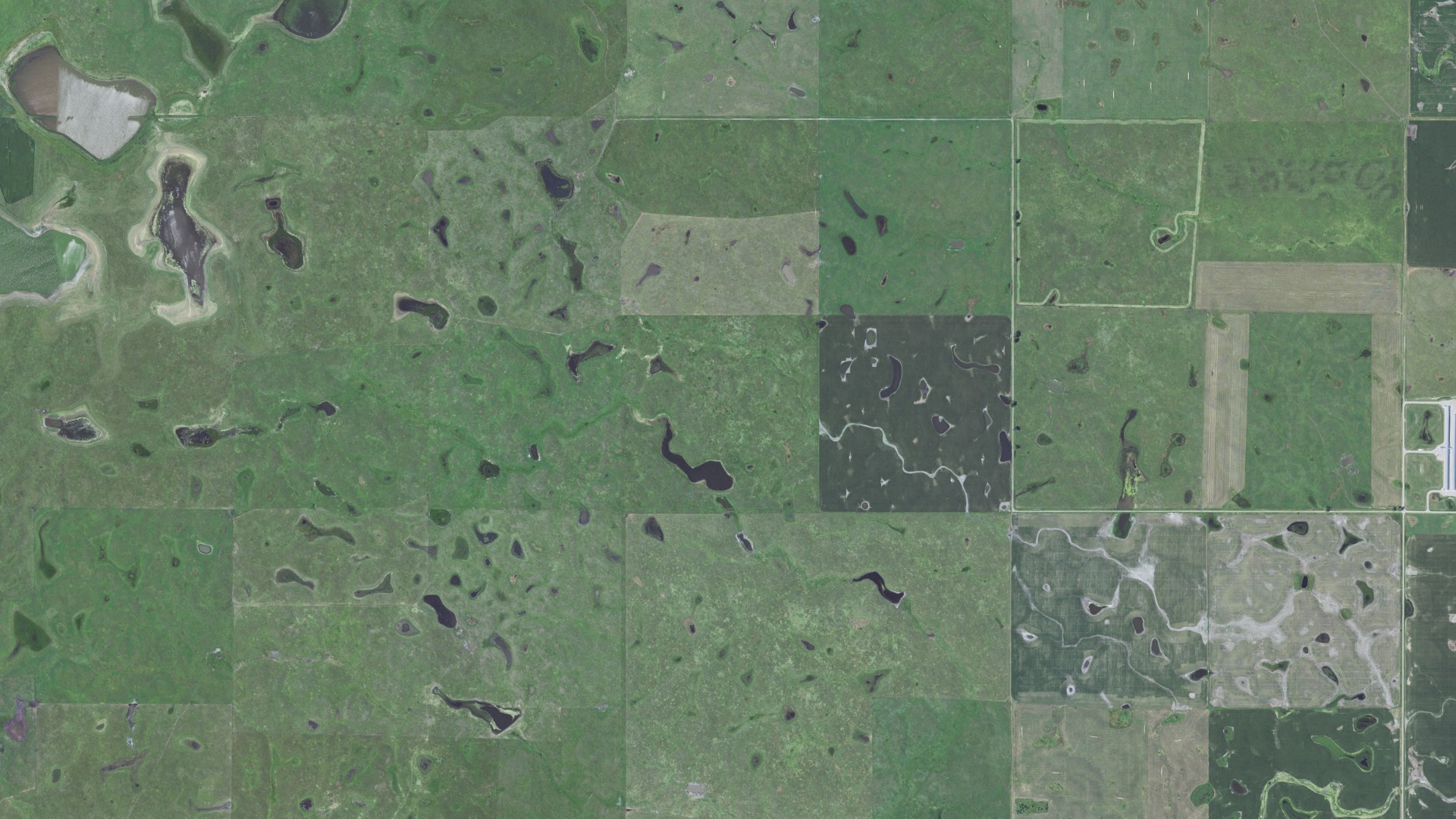 Aerial view of land around Adrian, South Dakota