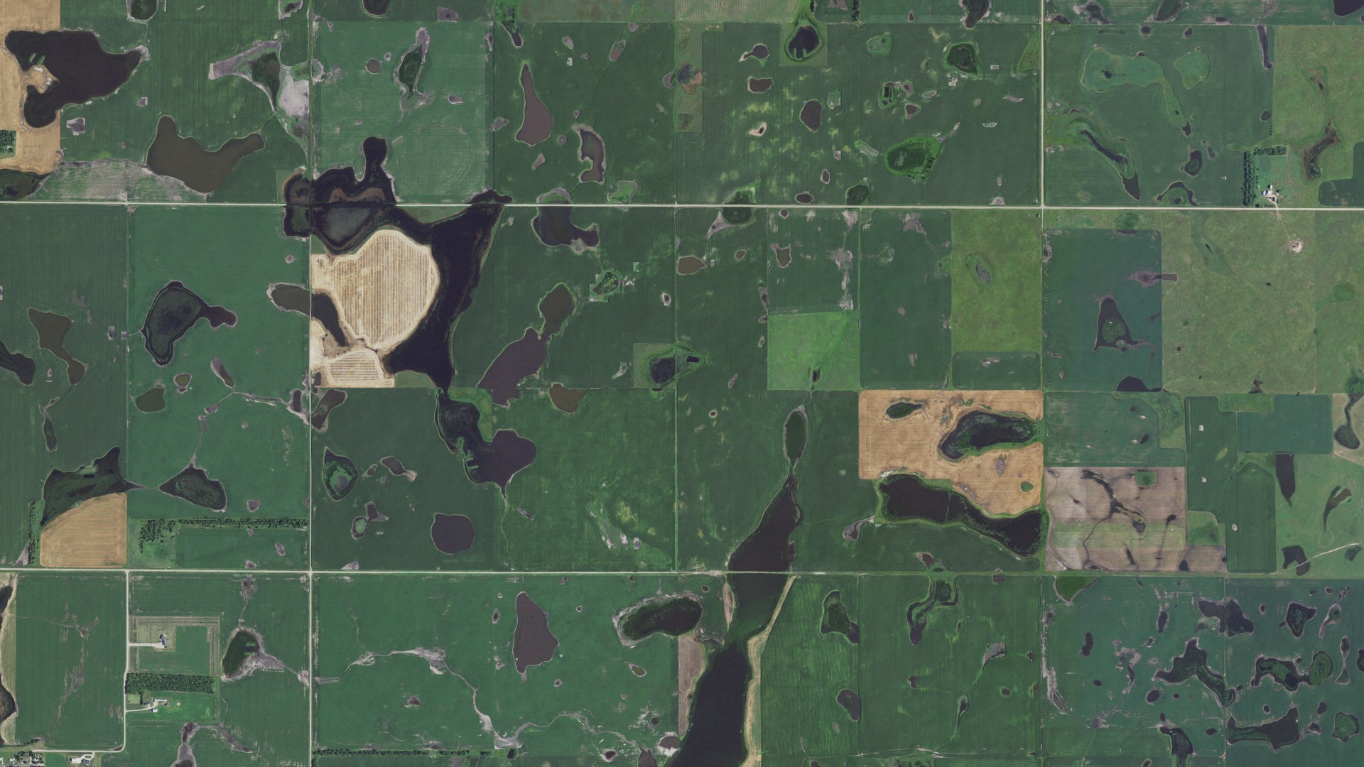 Aerial view of land around Bryant, South Dakota