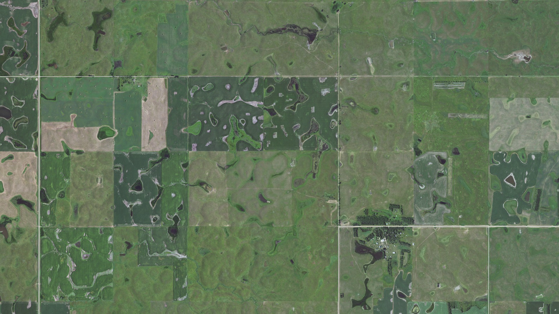 Aerial view of land around Cleveland, South Dakota