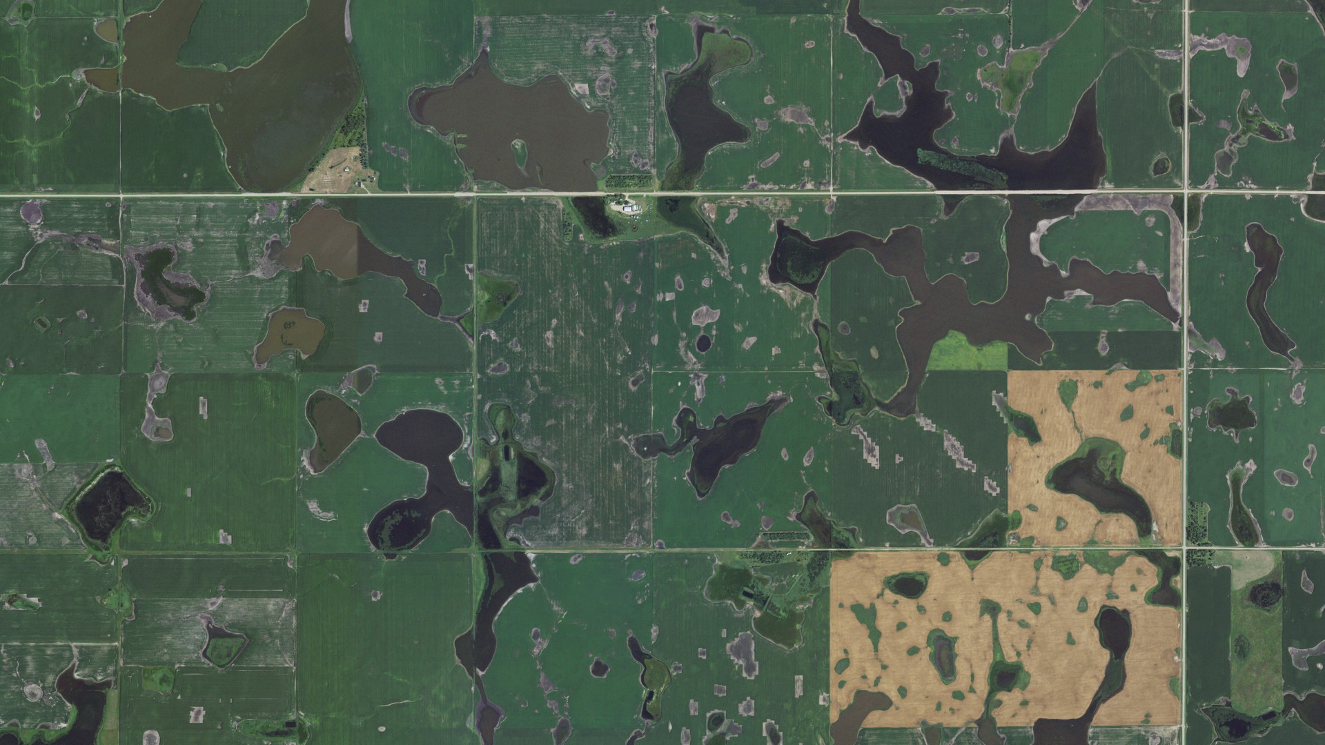 Aerial view of land around Glover, South Dakota