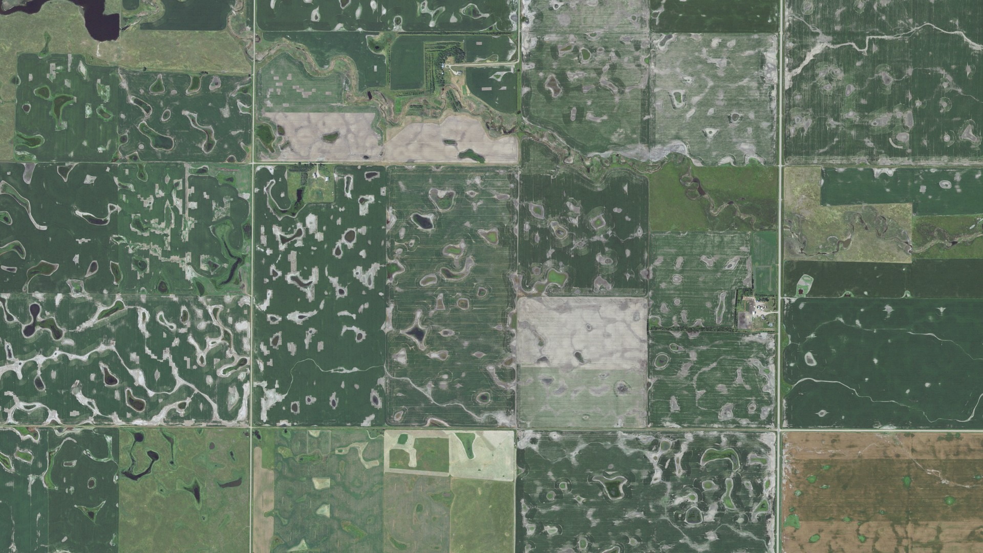 Aerial view of land around Harmony, South Dakota