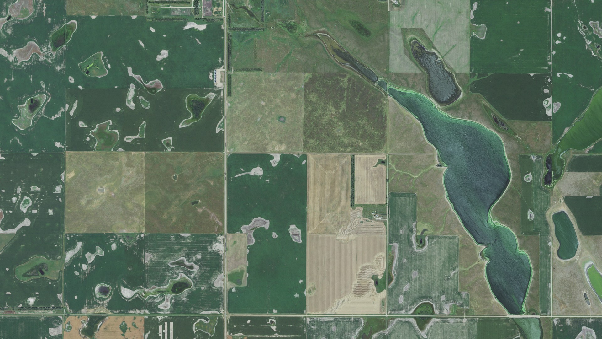 Natural-color aerial photograph of land around Kent, South Dakota