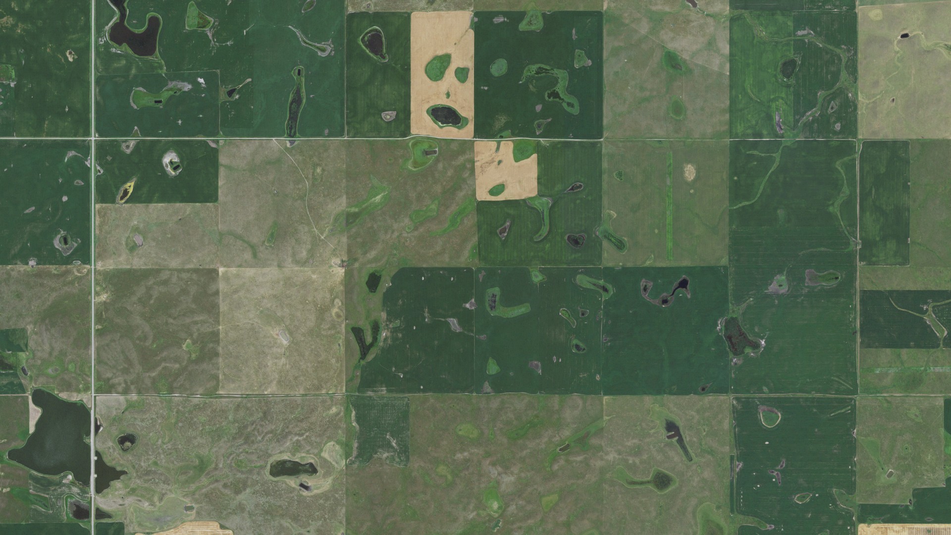 Aerial view of land around Odessa, South Dakota