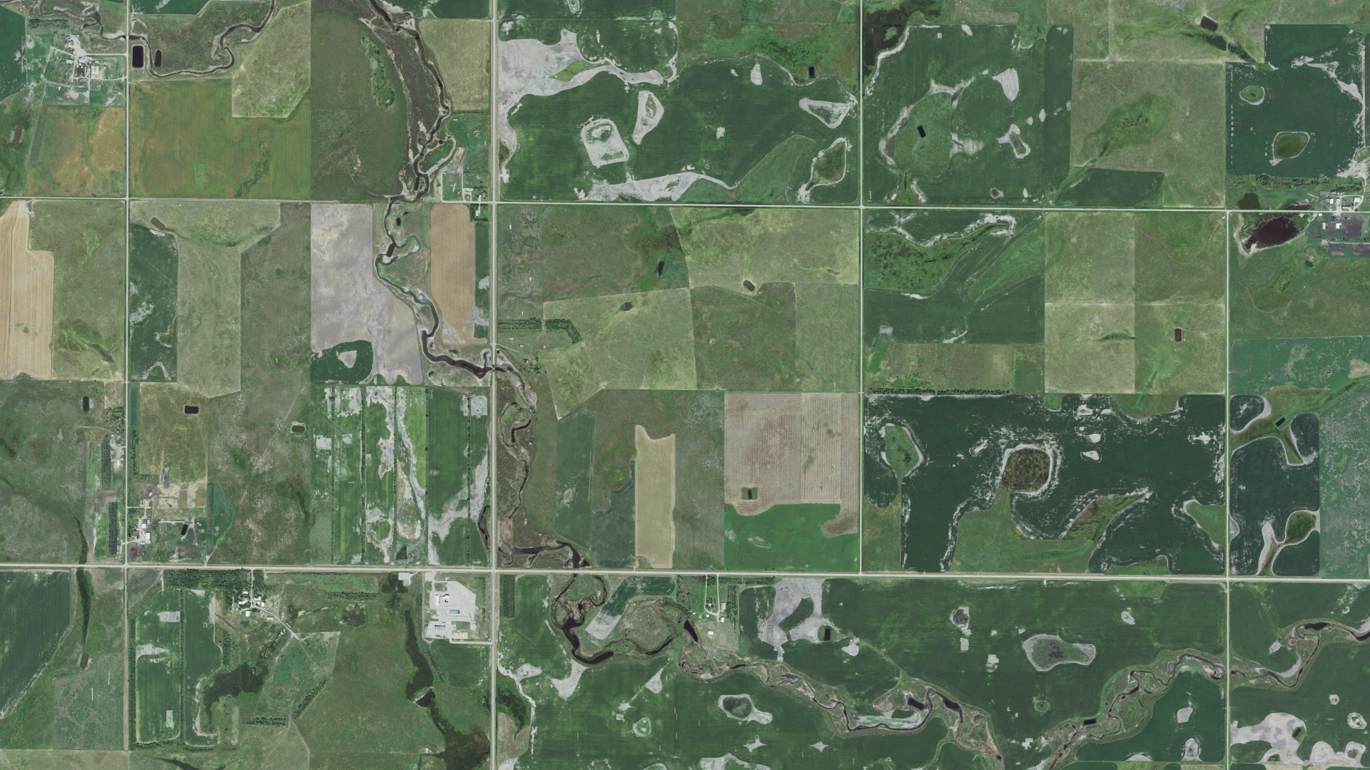 Aerial view of land around Pembrook, South Dakota