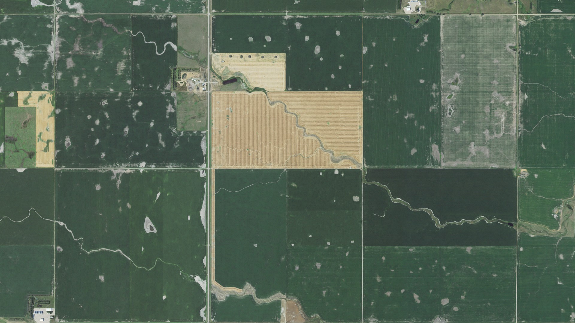 Aerial view of land around Myron, South Dakota