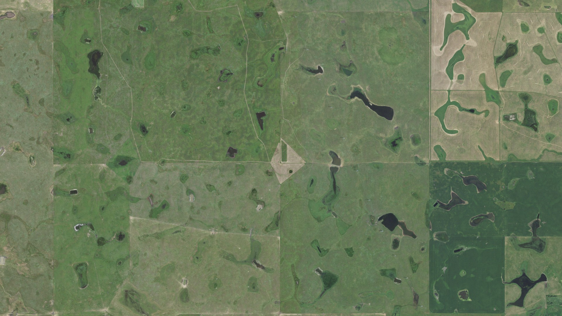 Aerial view of land around O'Neil, South Dakota