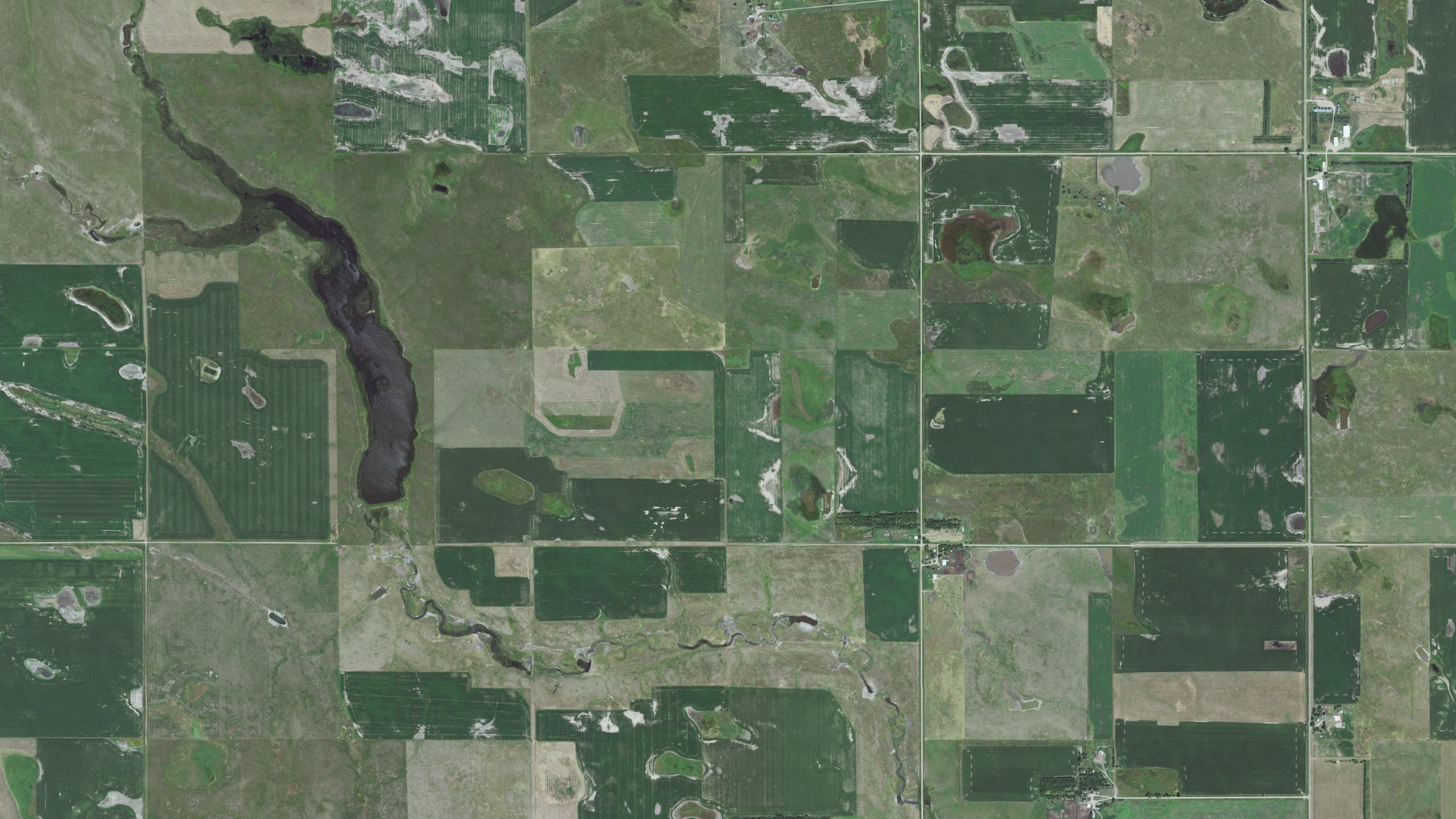 Aerial view of land around Zell, South Dakota
