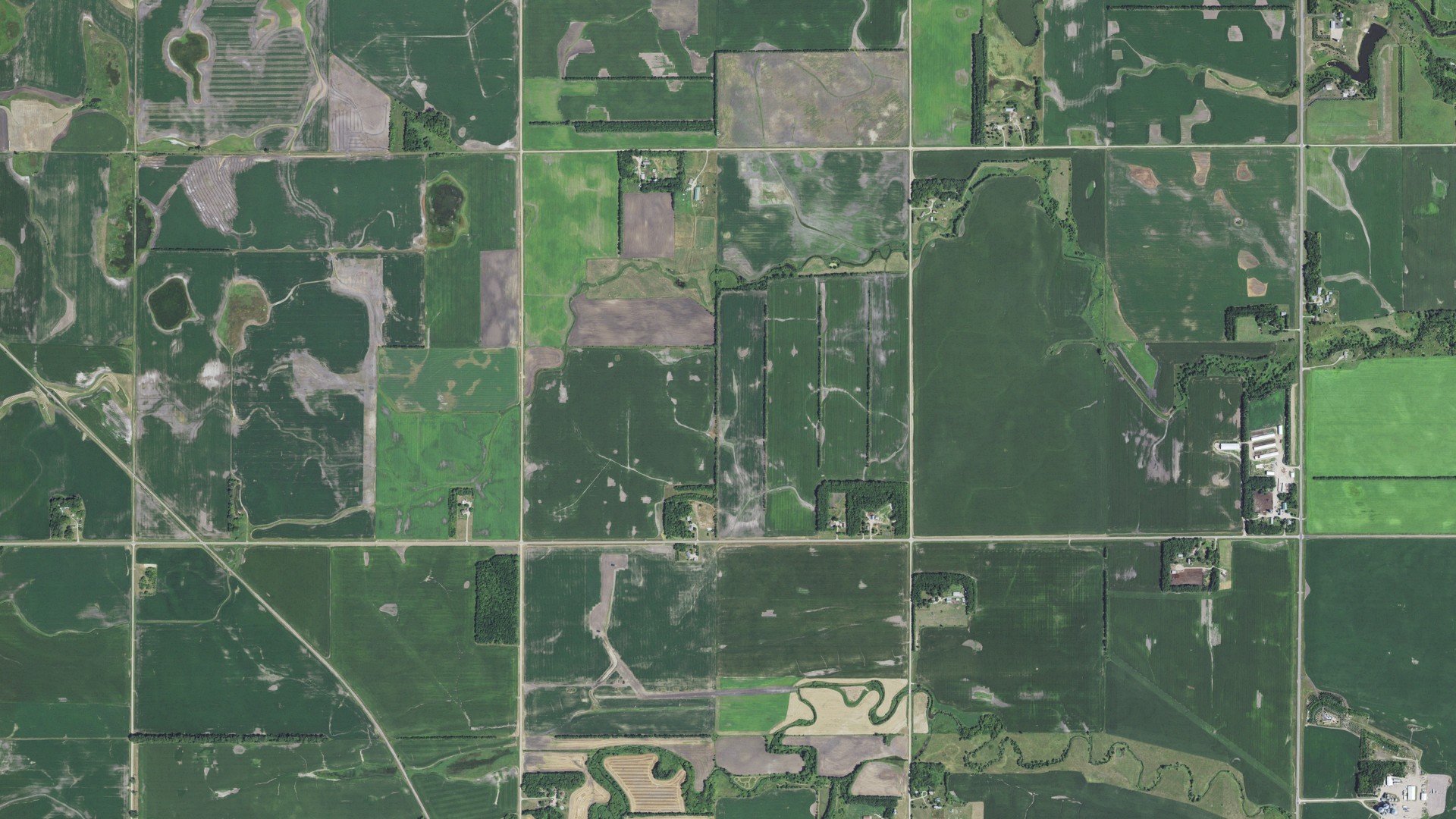 Aerial view of land around Melrose, South Dakota