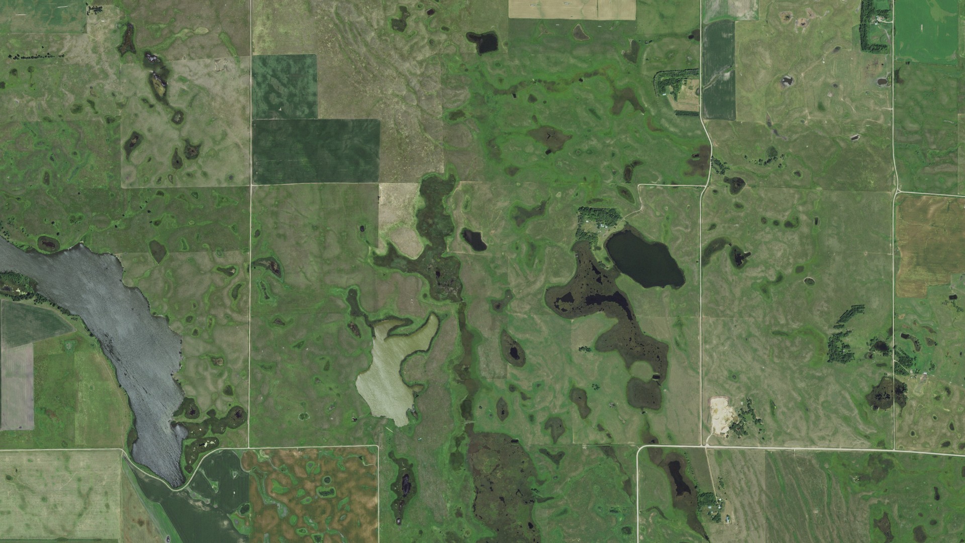 Aerial view of land around Troy, South Dakota