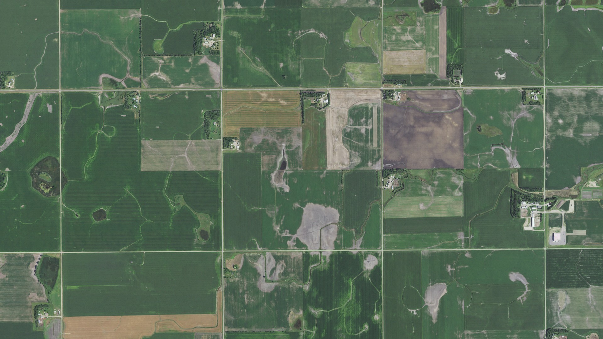 Aerial view of land around Vernon, South Dakota