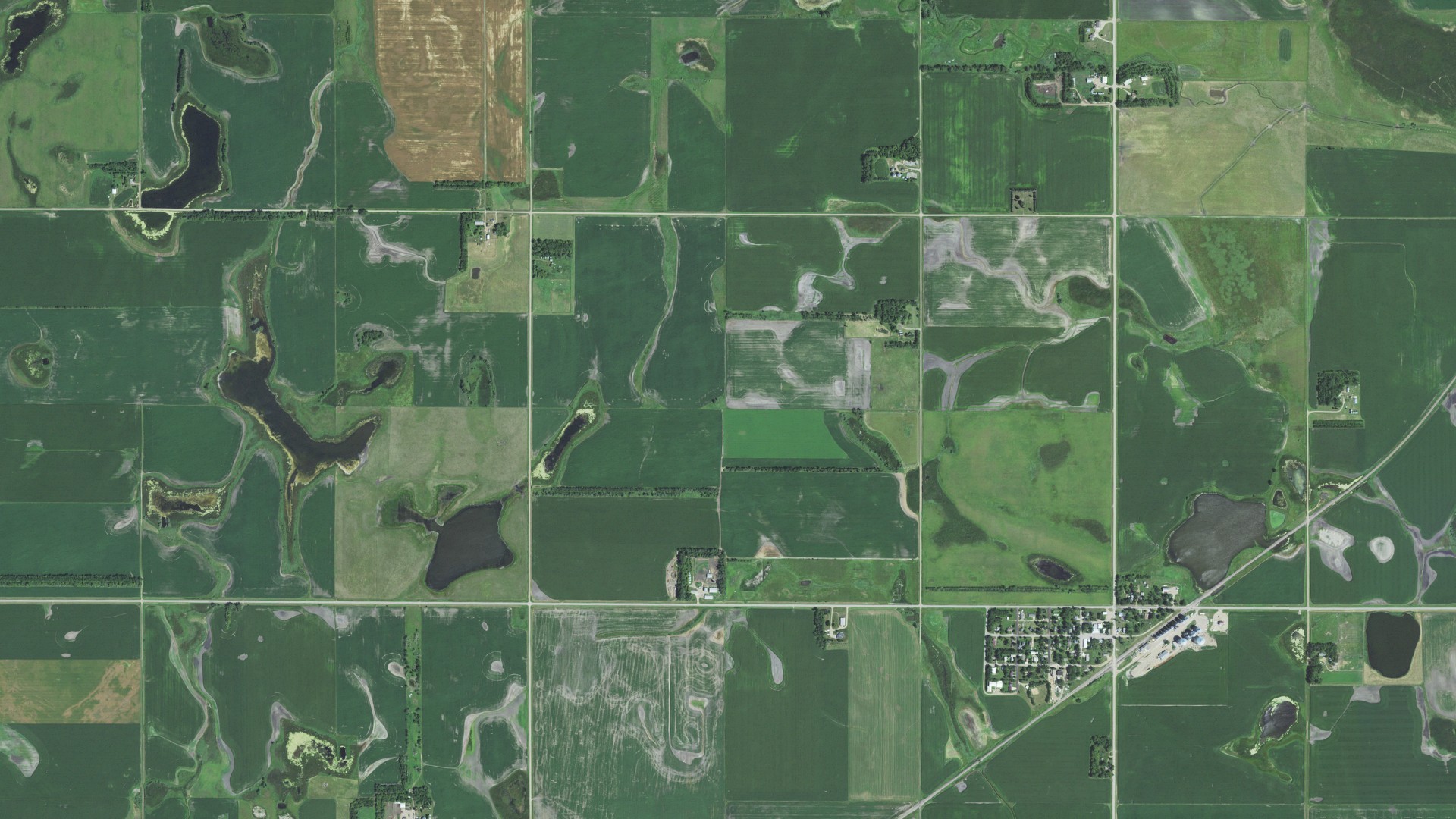 Aerial view of land around Brantford, South Dakota