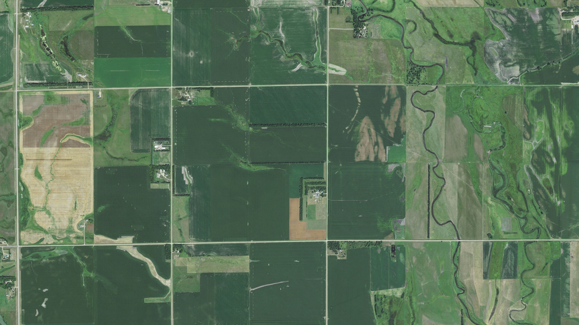 Aerial view of land around Castlewood, South Dakota