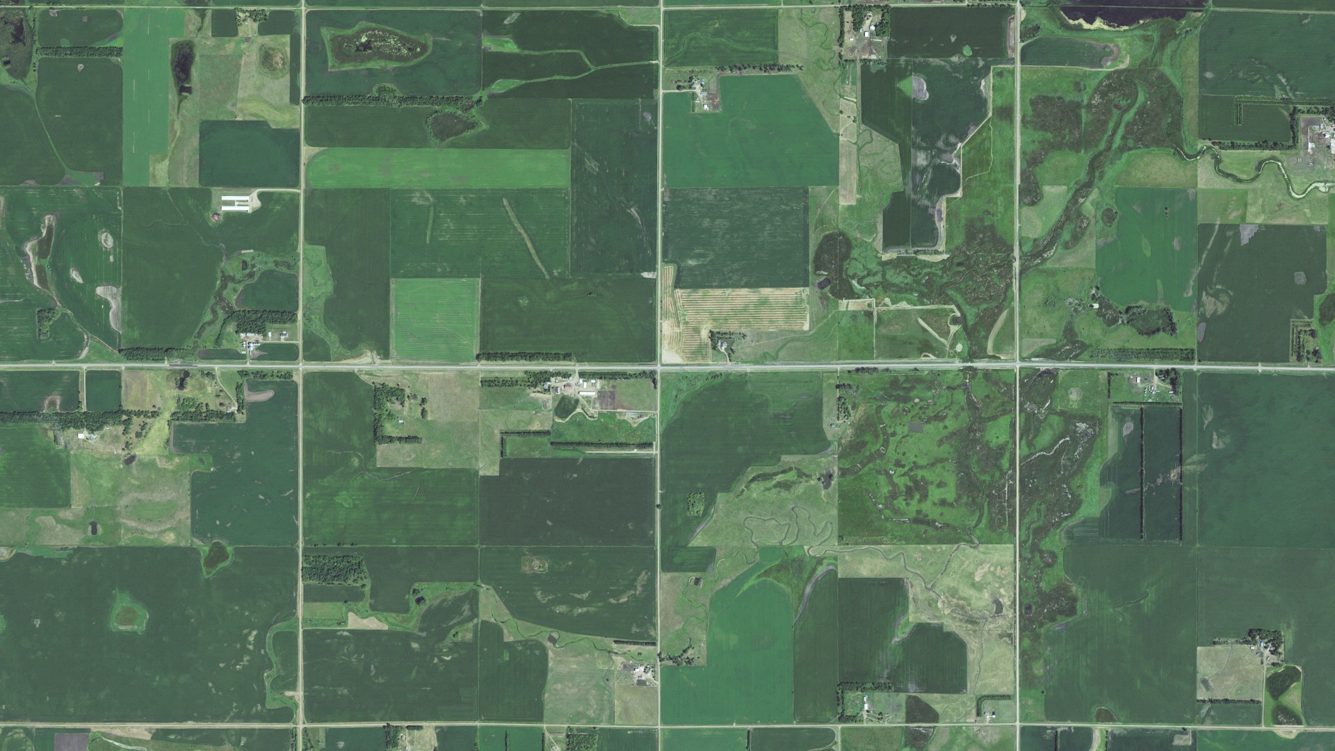 Aerial view of land around Cleveland, South Dakota