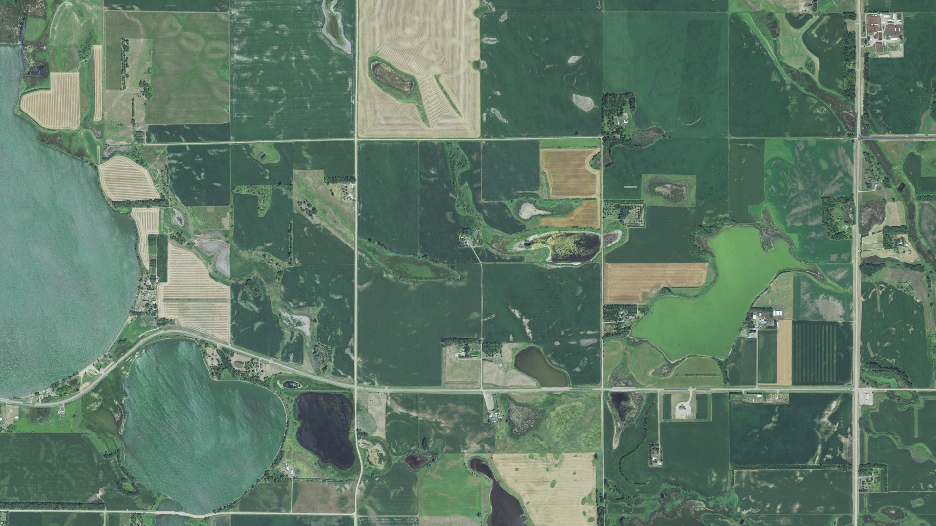 Aerial view of land around Norden, South Dakota