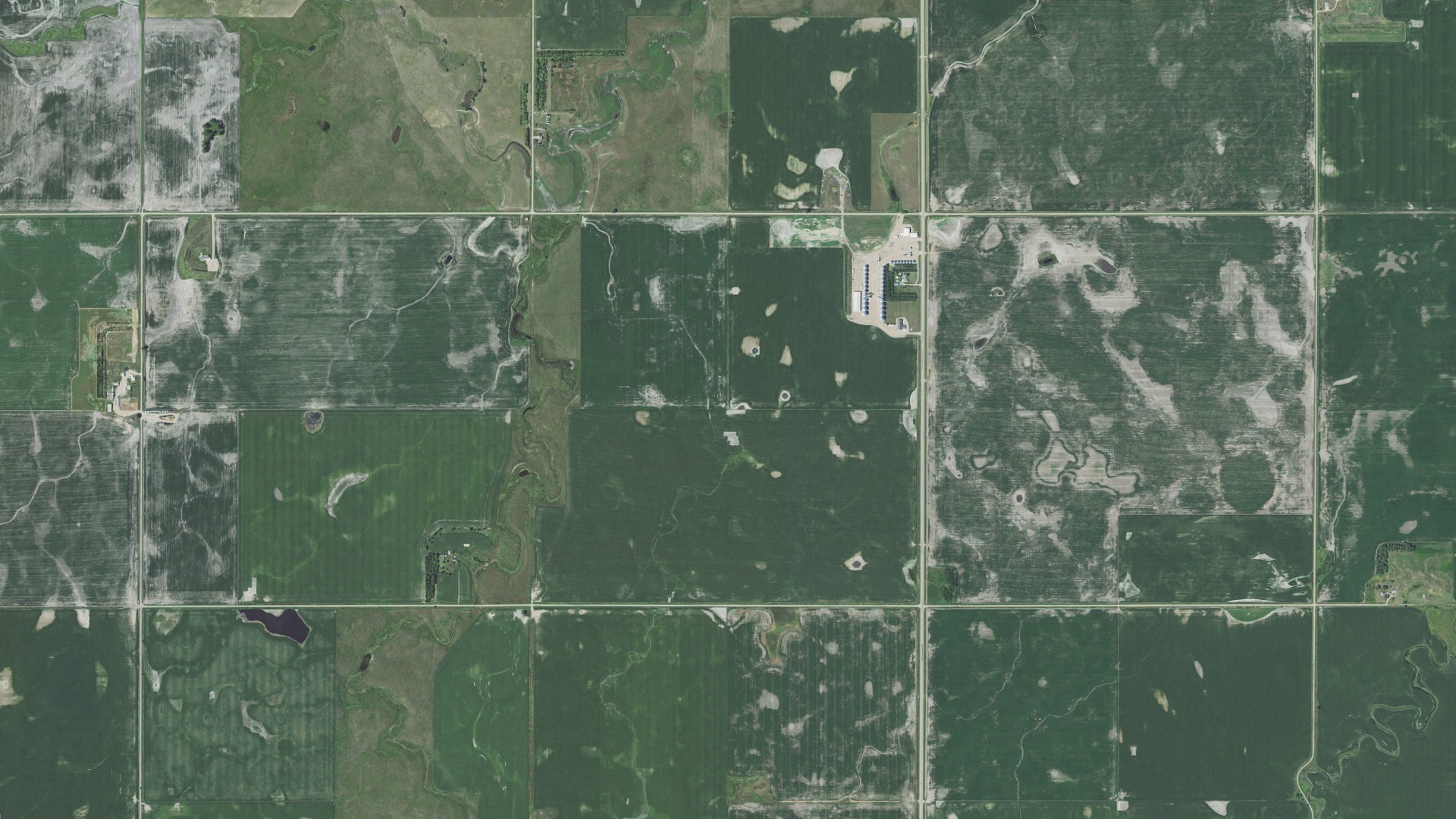 Aerial view of land around Alpha, South Dakota