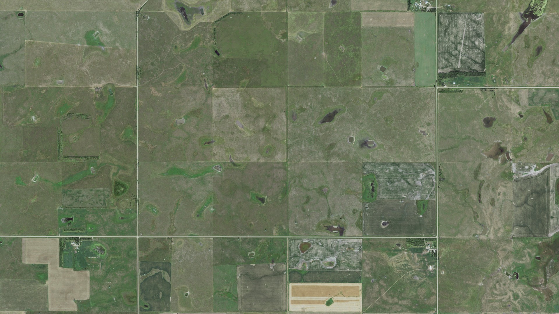Aerial view of land around Hiland, South Dakota