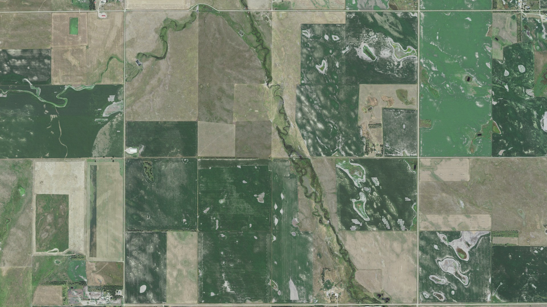 Natural-color aerial photograph of land around Linn, South Dakota