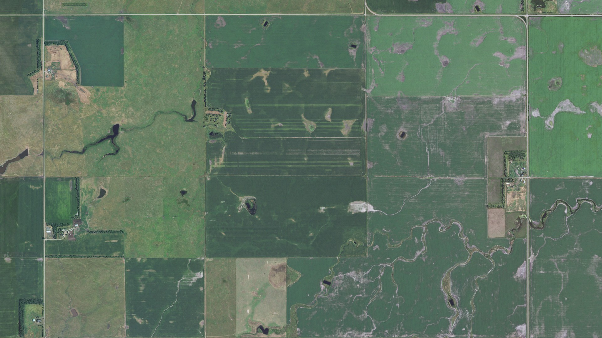 Aerial view of land around Riverside, South Dakota