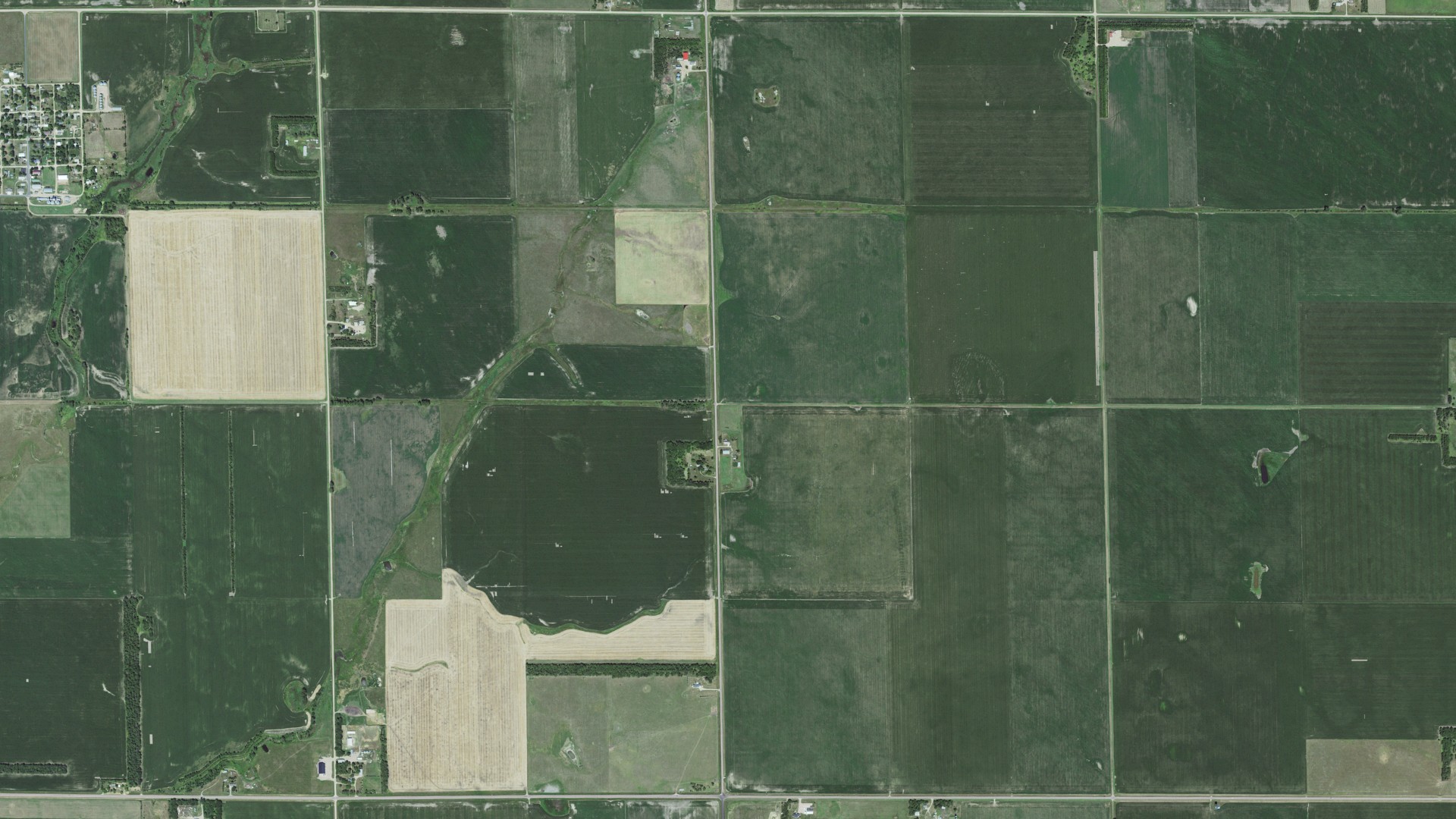 Aerial view of land around Jasper, South Dakota