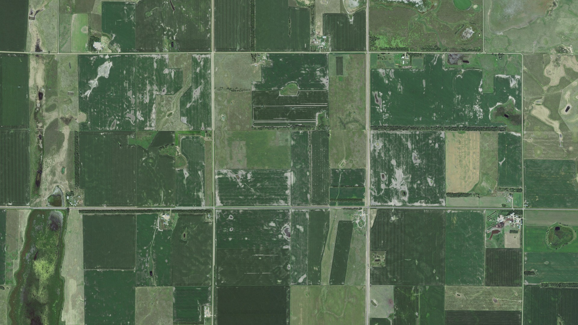 Aerial view of land around Spring Lake, South Dakota