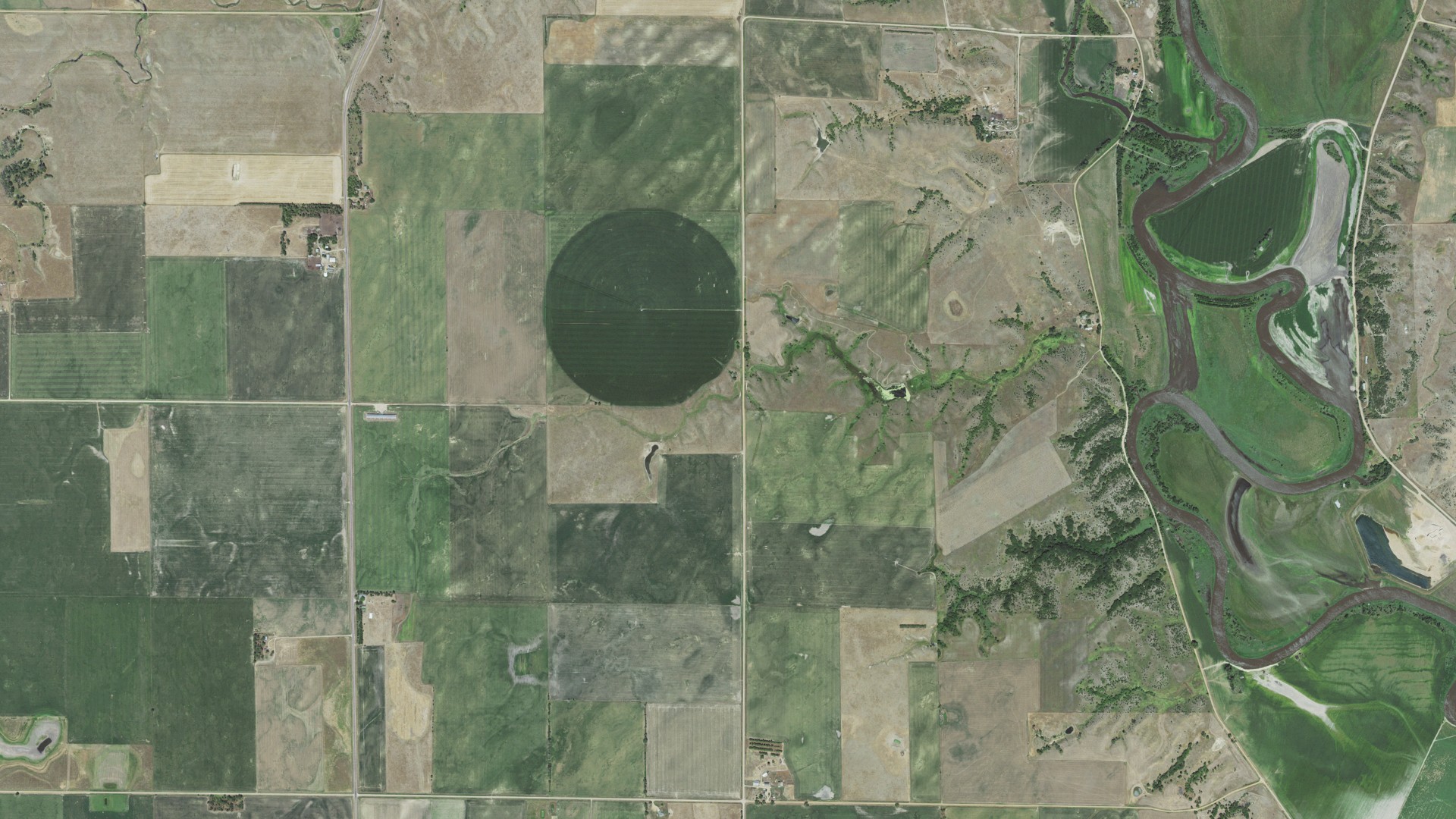 Aerial view of land around Capital, South Dakota