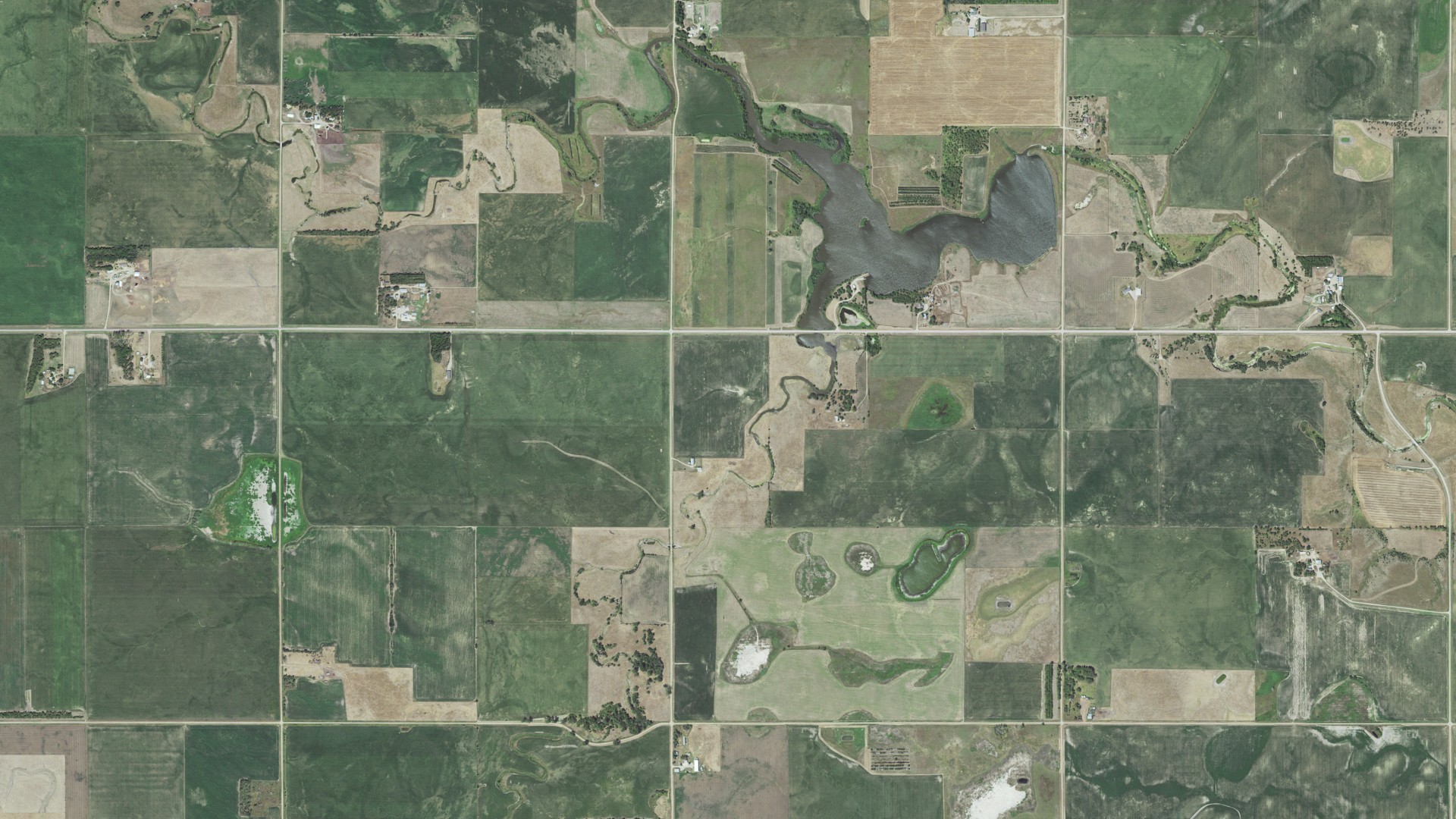 Aerial view of land around Cross Plains, South Dakota