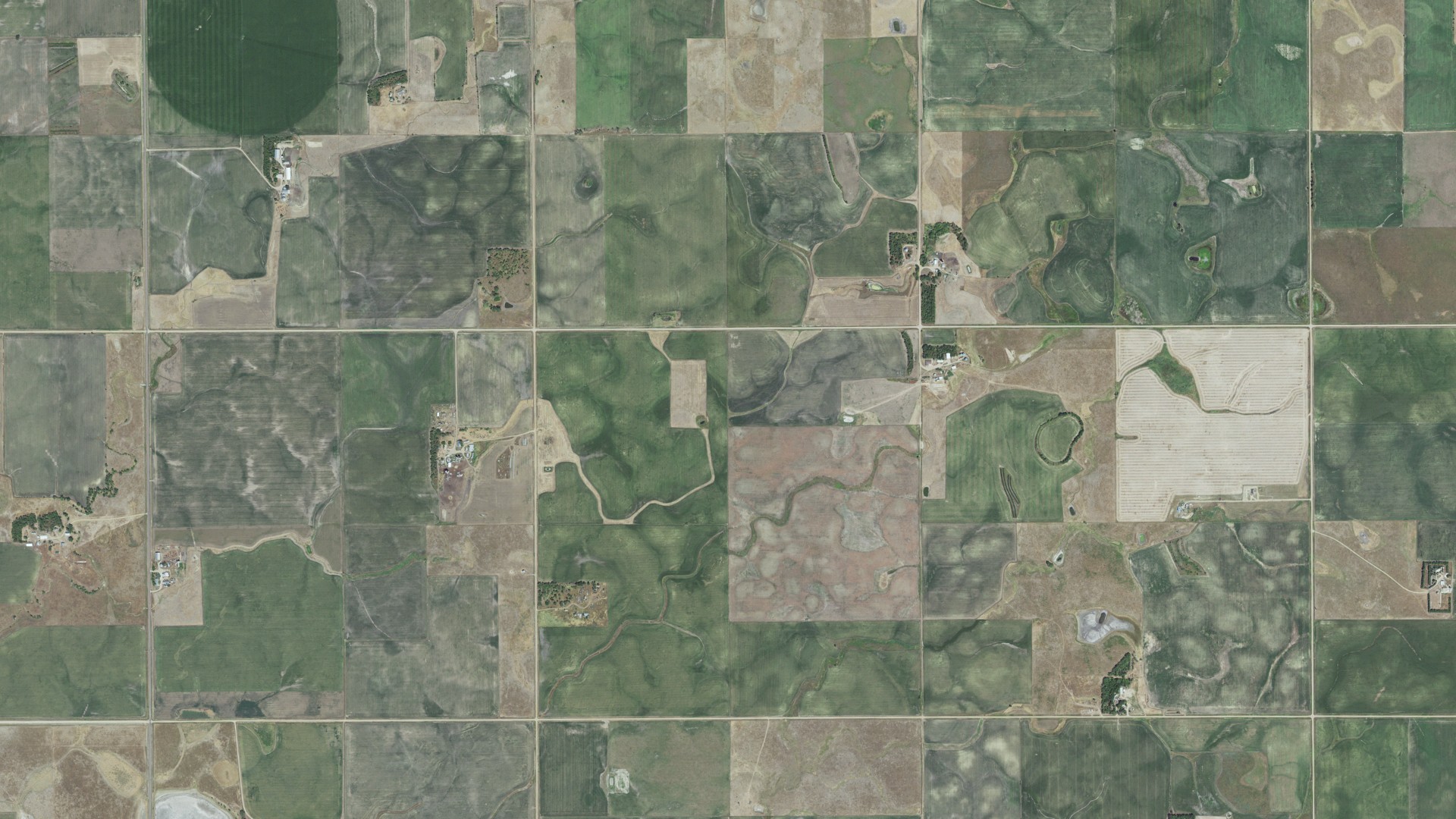 Aerial view of land around Molan, South Dakota