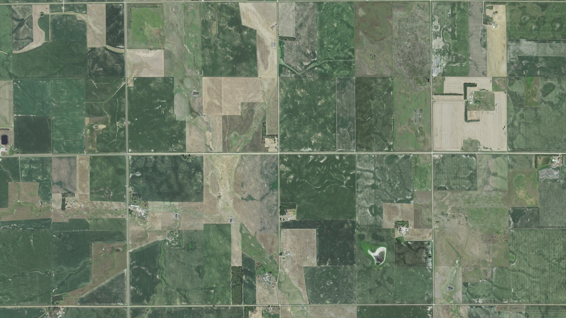 Aerial view of land around Sharon, South Dakota