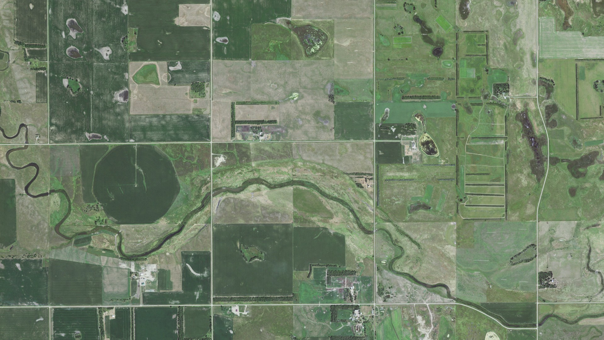 Aerial view of land around Alpena, South Dakota