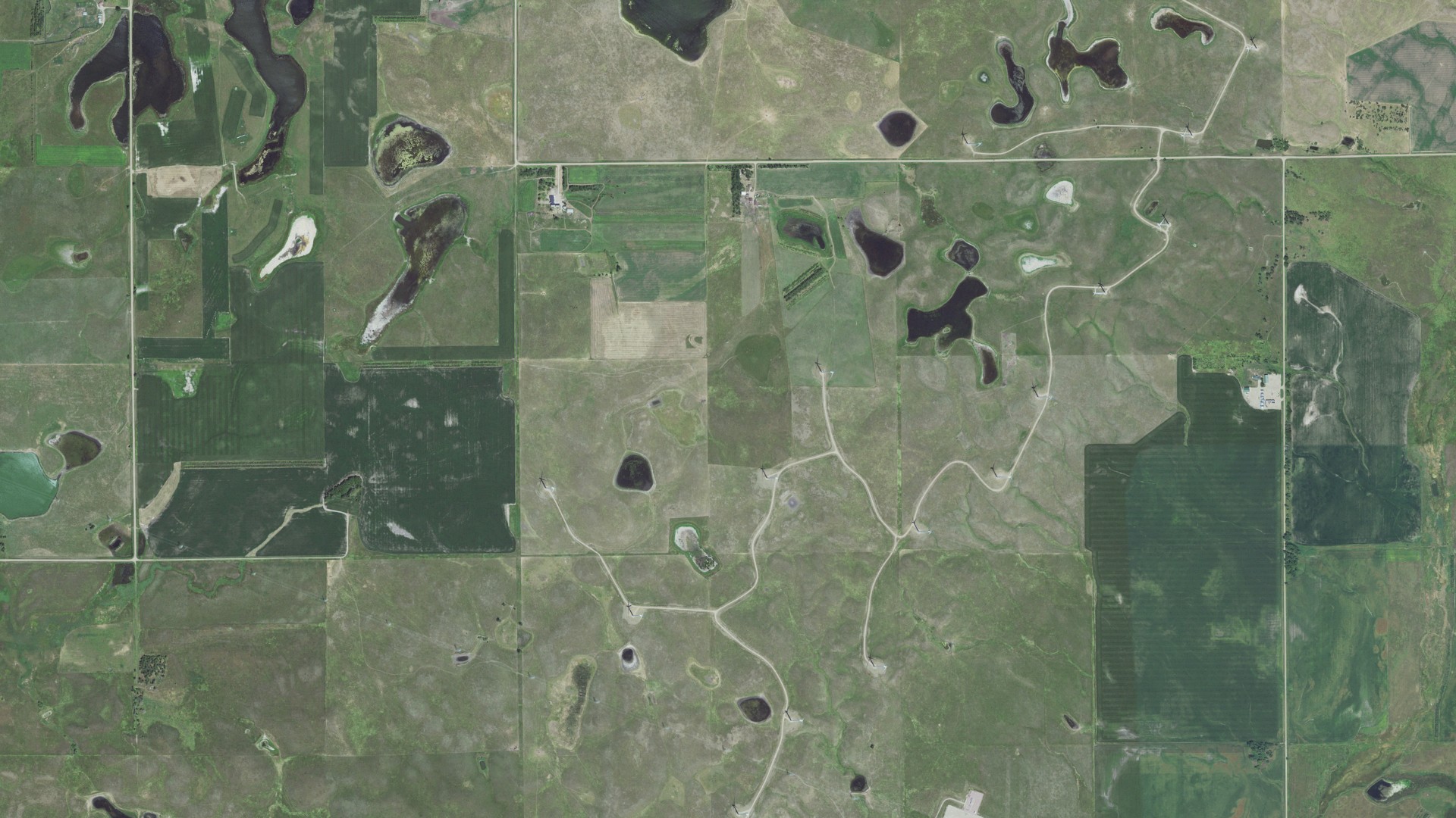 Natural-color aerial photograph of land around Anina, South Dakota
