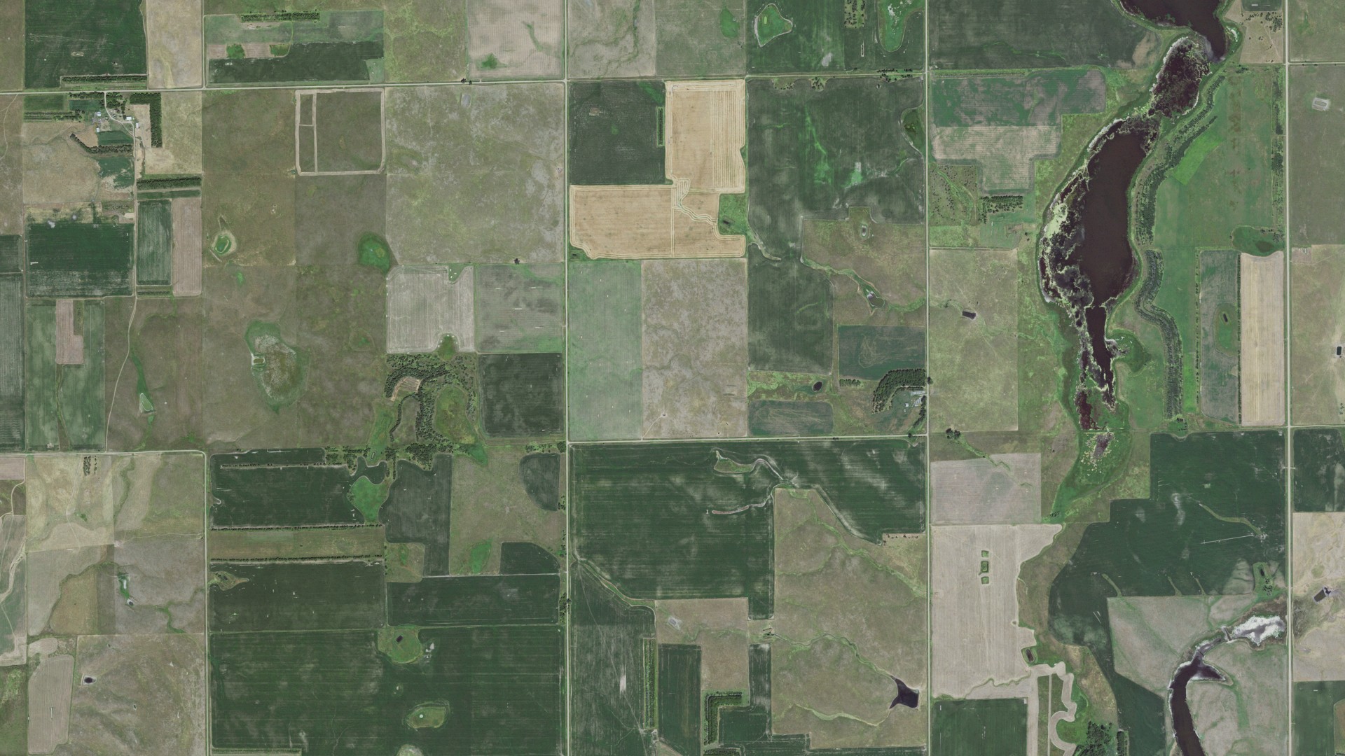 Aerial view of land around Harmony, South Dakota