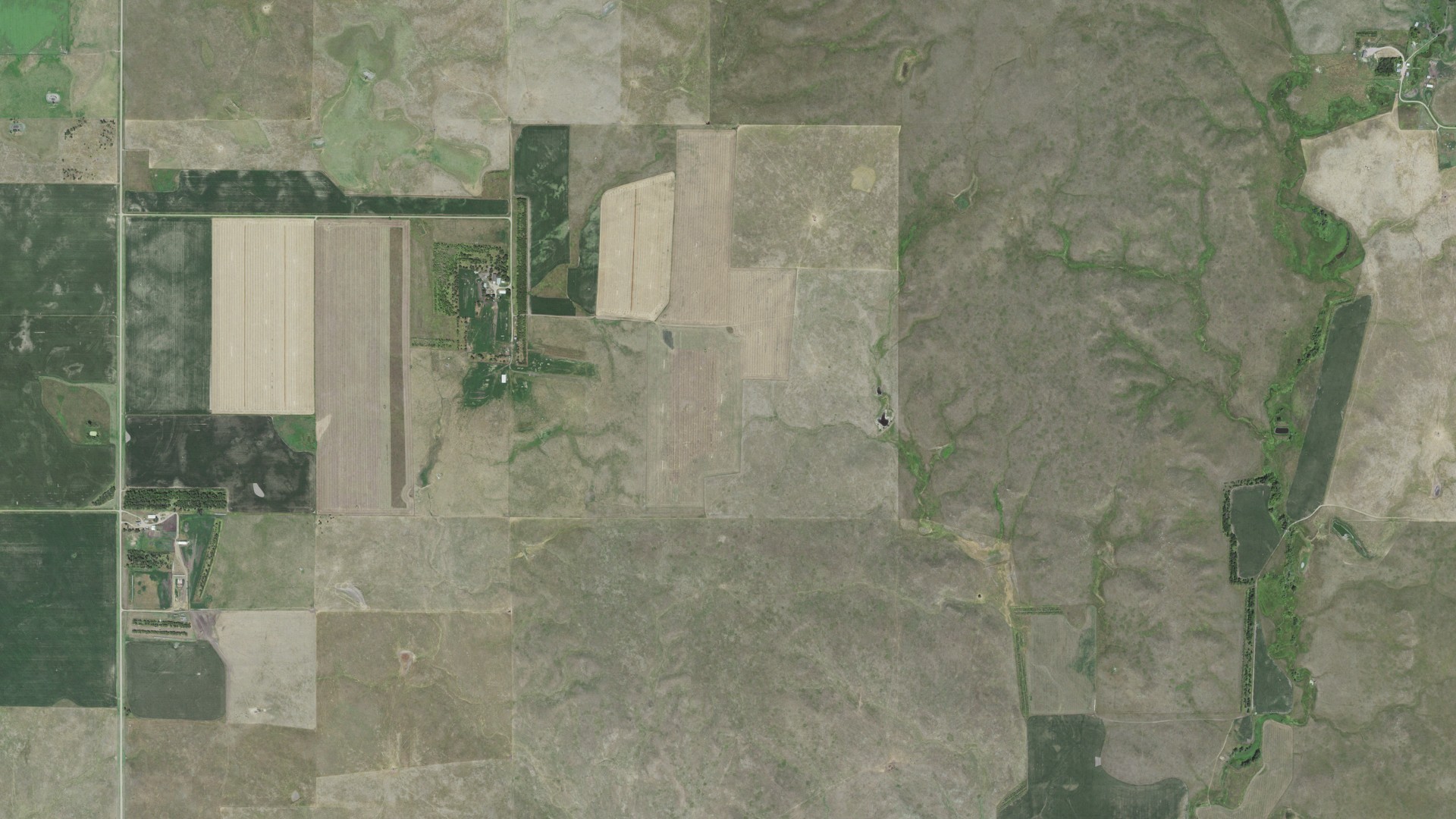 Aerial view of land around Marlar, South Dakota