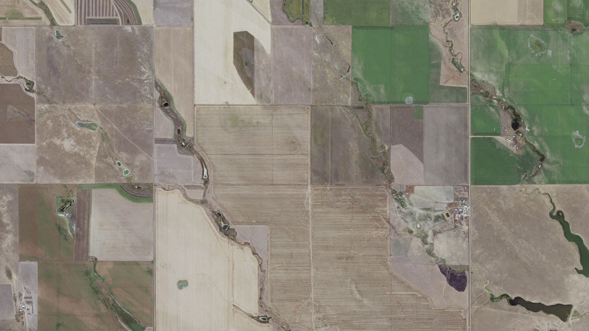 Aerial view of land around Williams Creek, South Dakota