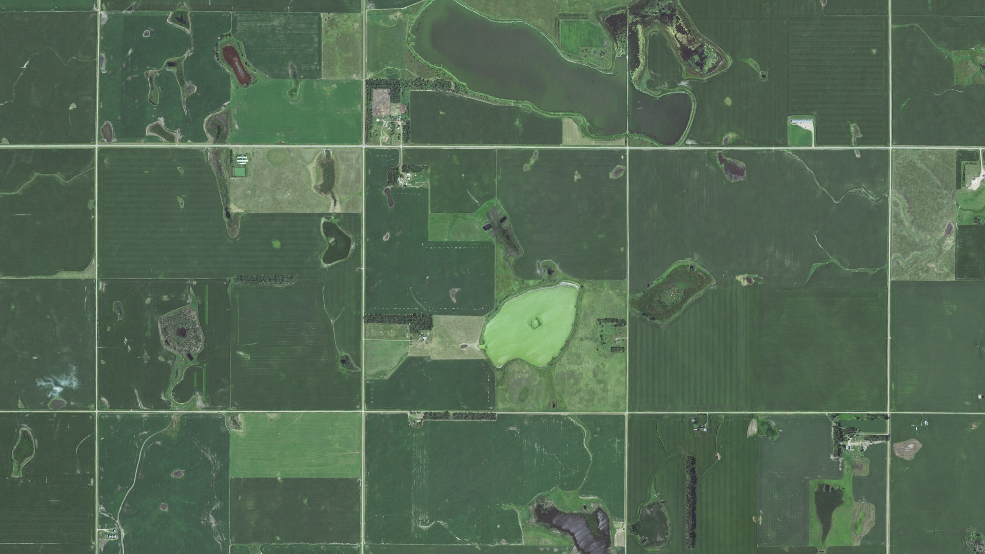 Natural-color aerial photograph of land around Clarno, South Dakota