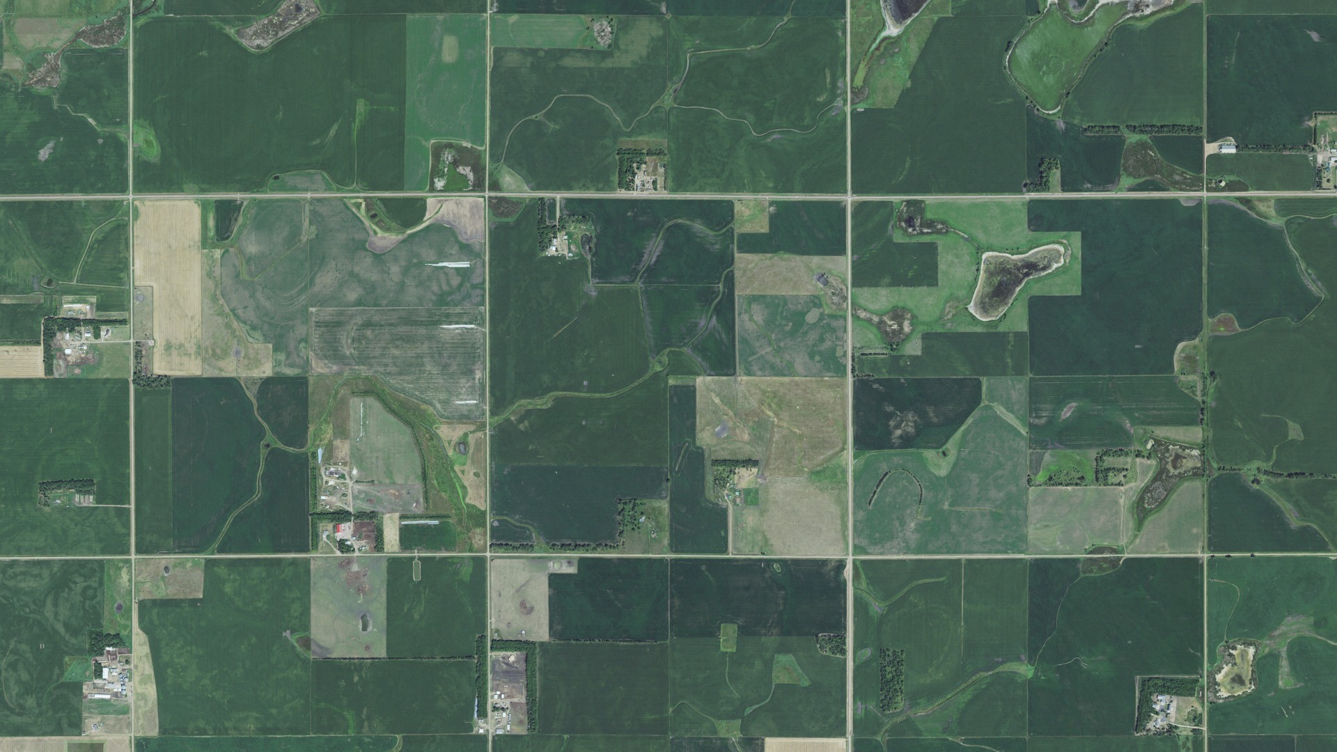 Aerial view of land around Nunda, South Dakota