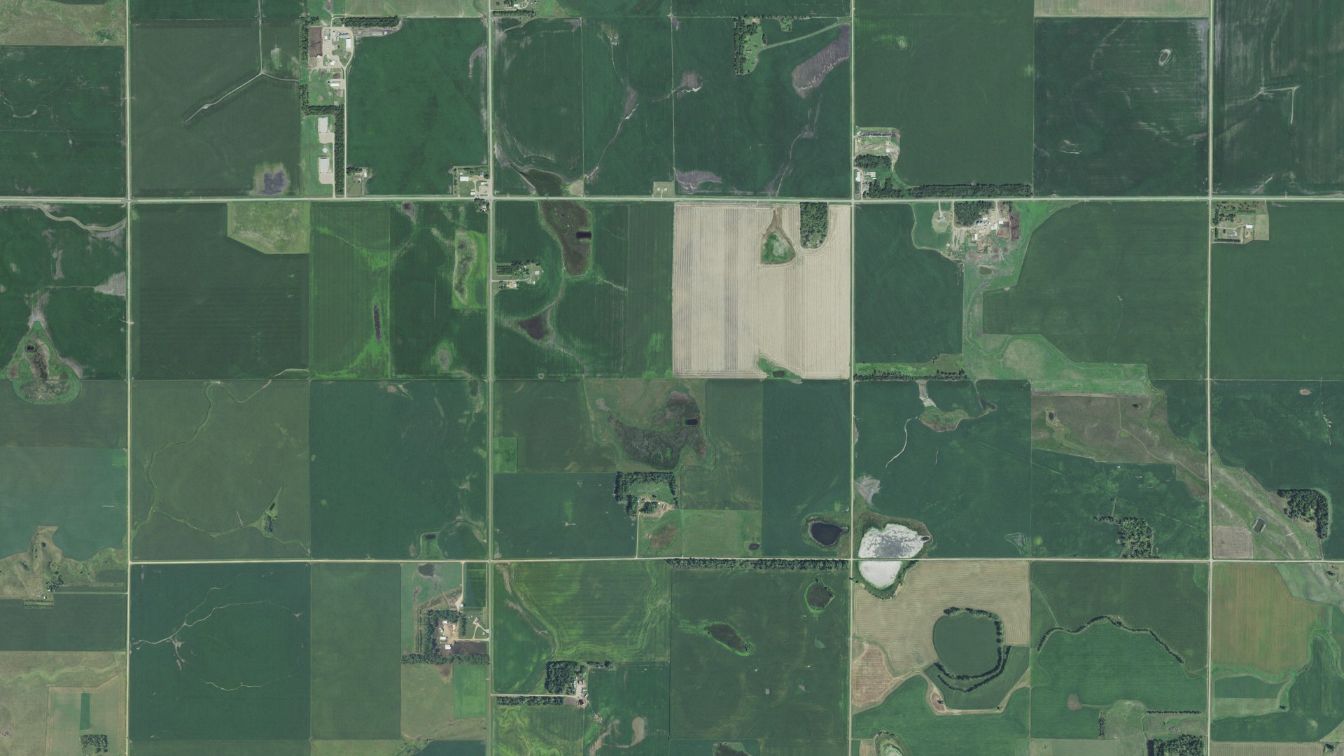 Aerial view of land around Orland, South Dakota
