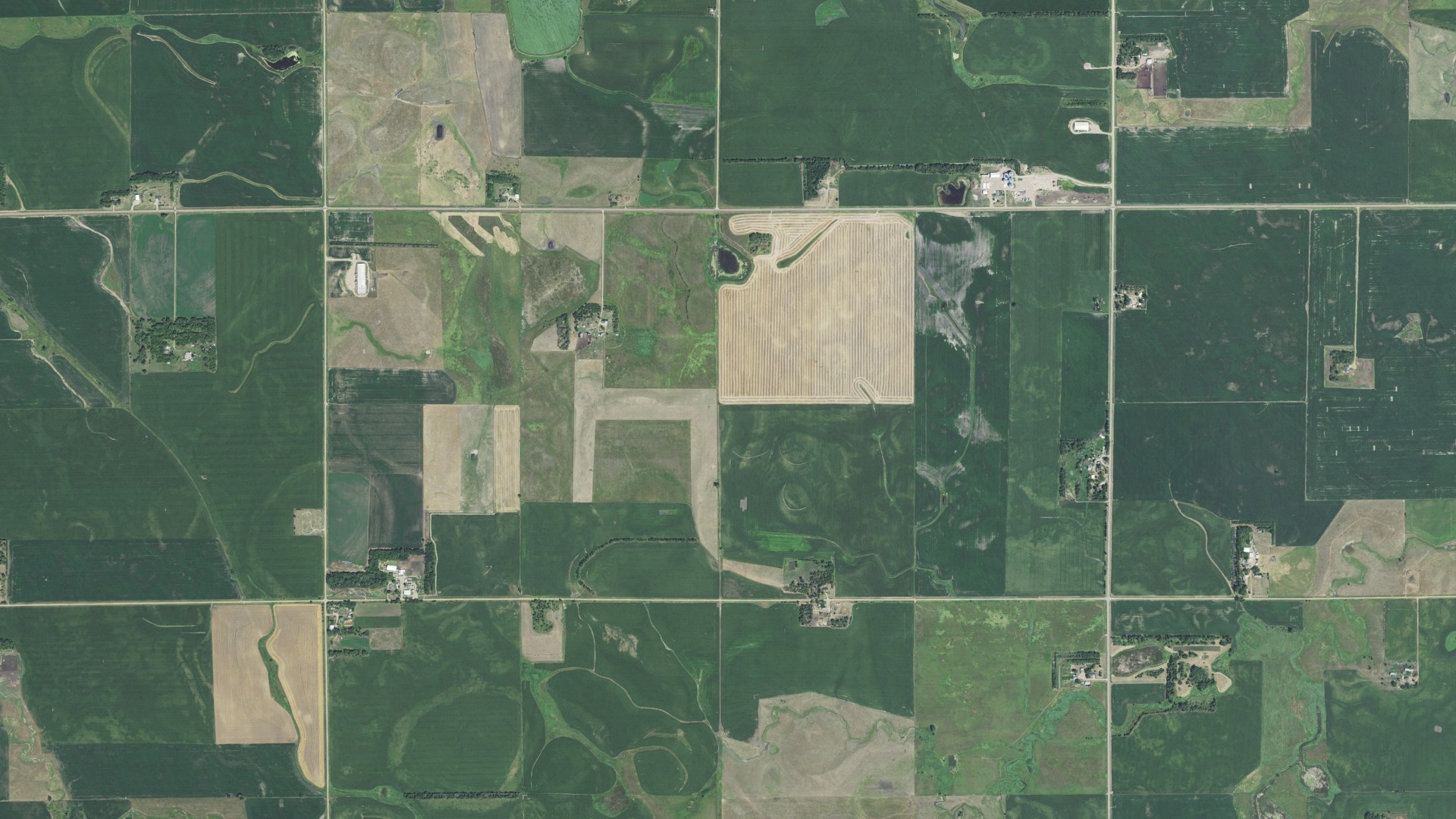 Aerial view of land around Summit, South Dakota