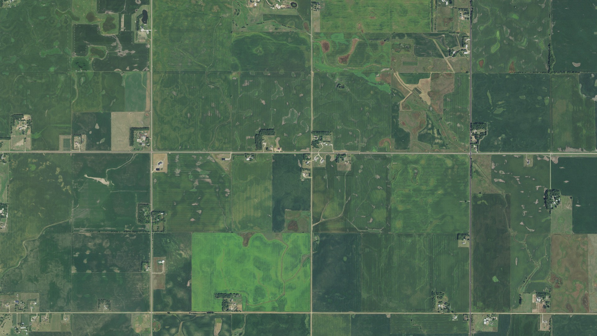 Aerial view of land around La Valley, South Dakota