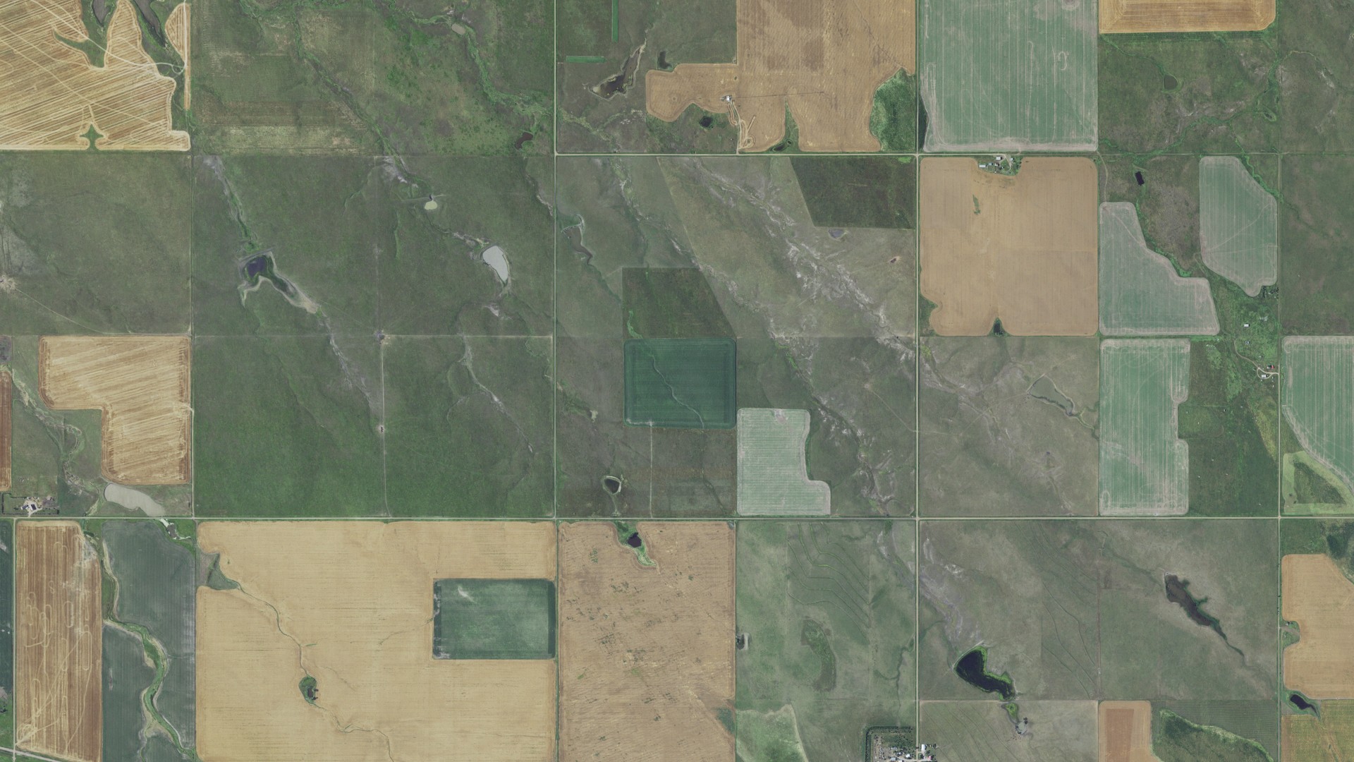 Aerial view of land around Rex, South Dakota